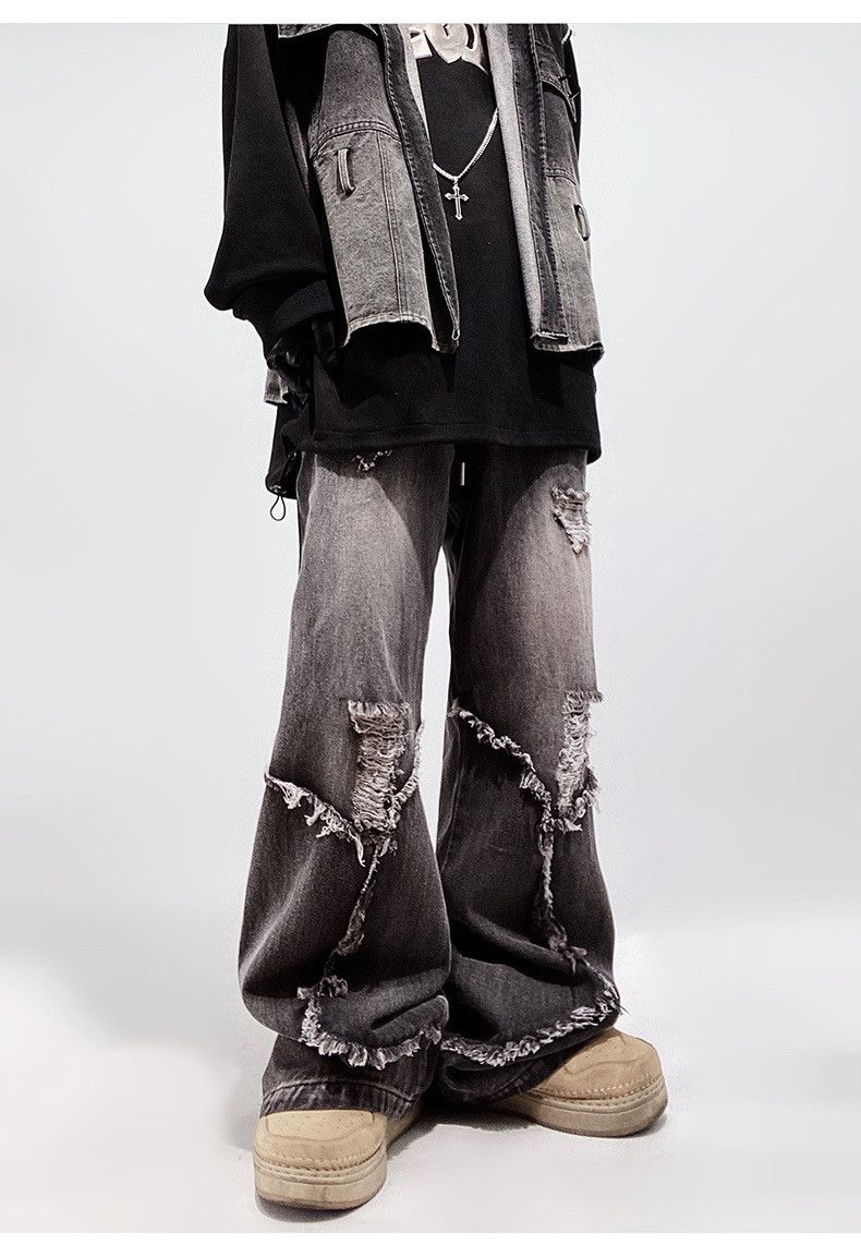 Japanese Brand American loose retro flared hip-hop ripped vintage jeans Size US 32 / EU 48 - 1 Thumbnail