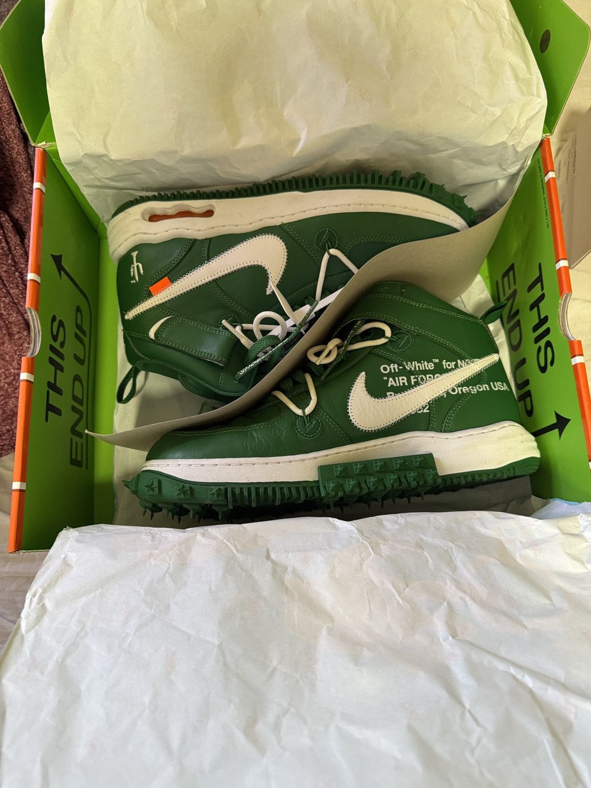 Green OFF-WHITE AF1 size 11