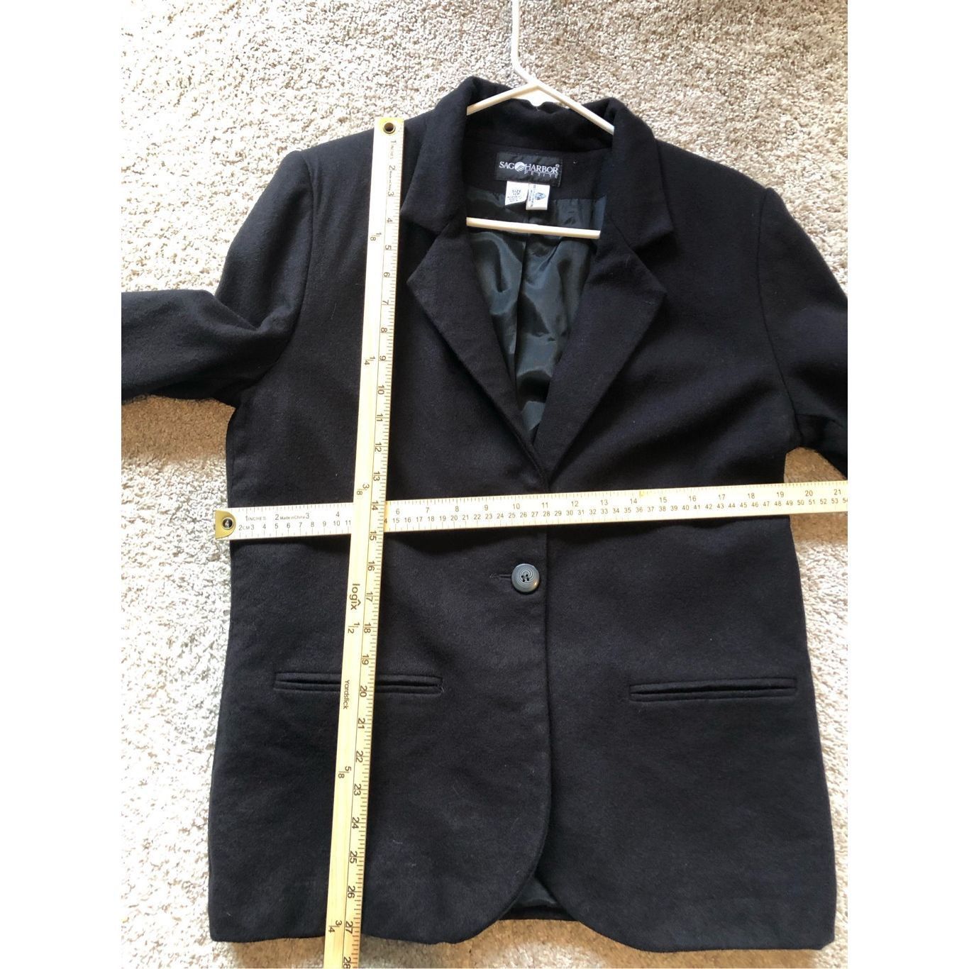 Other Sag Harbor Women’s Black Wool Elegant One Button Up Blazer S Size XL / US 12-14 / IT 48-50 - 7 Thumbnail