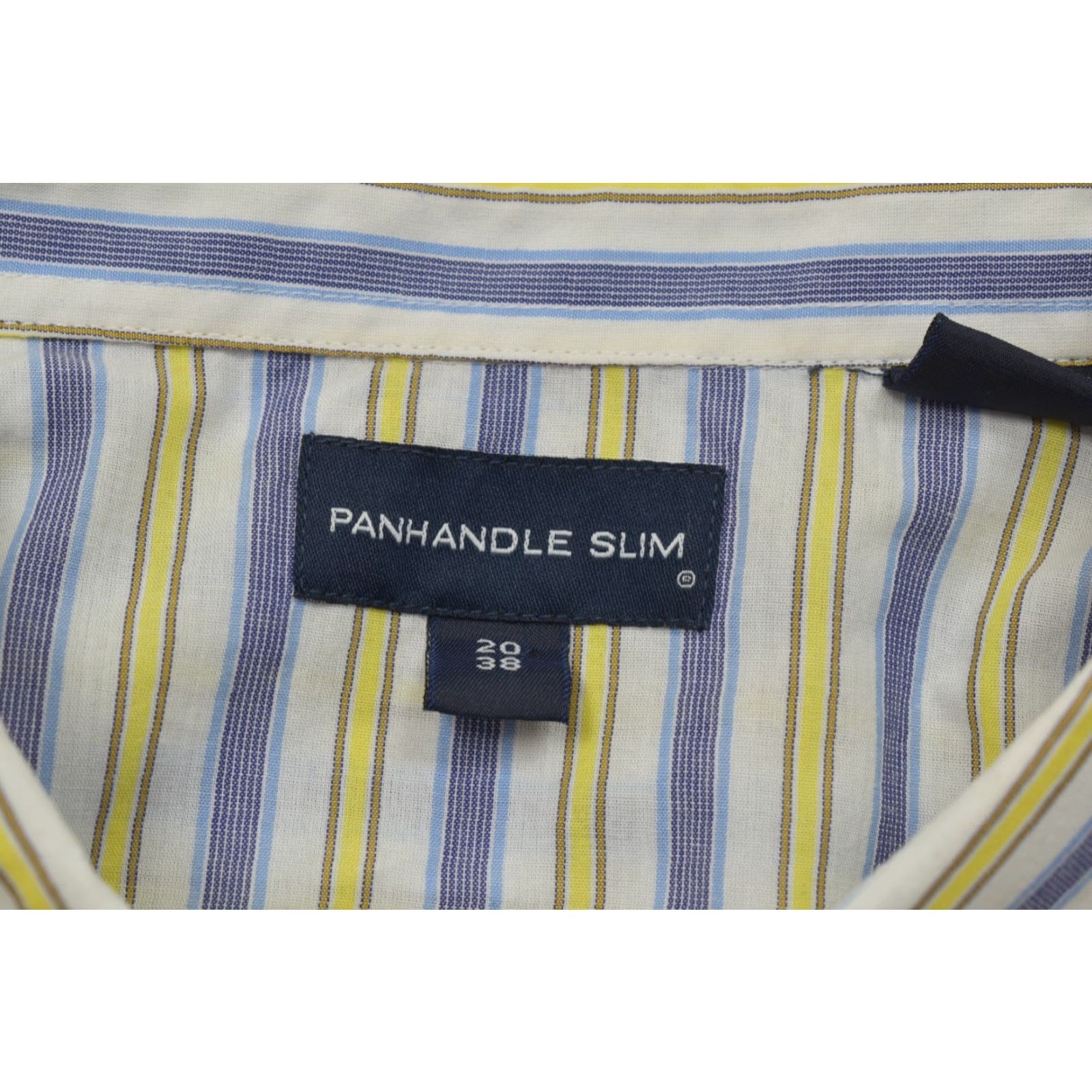 Vintage Panhandle Slim Men's Western Shirt Striped Long Sleeve Pearl Snap Size 20 38 Blue Cotton Button-Down Collar Dress Shirt Casual Mens Size US XXL / EU 58 / 5 - 6 Thumbnail