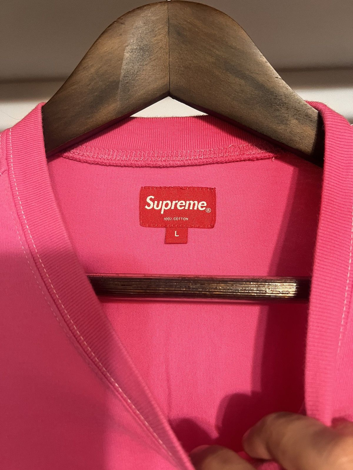 Supreme Supreme Ss20 Contrast Stitch Pocket Tee Pink Size L Size US L / EU 52-54 / 3 - 3 Thumbnail