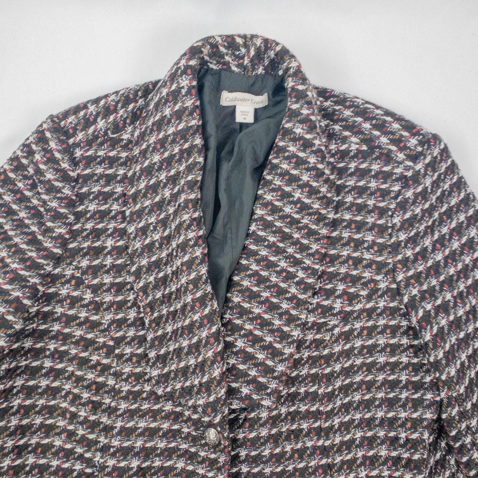 Coldwater Creek Coldwater Creek Black Silver Tweed Coat Womens 16 XLarge Size XL / US 12-14 / IT 48-50 - 2 Thumbnail