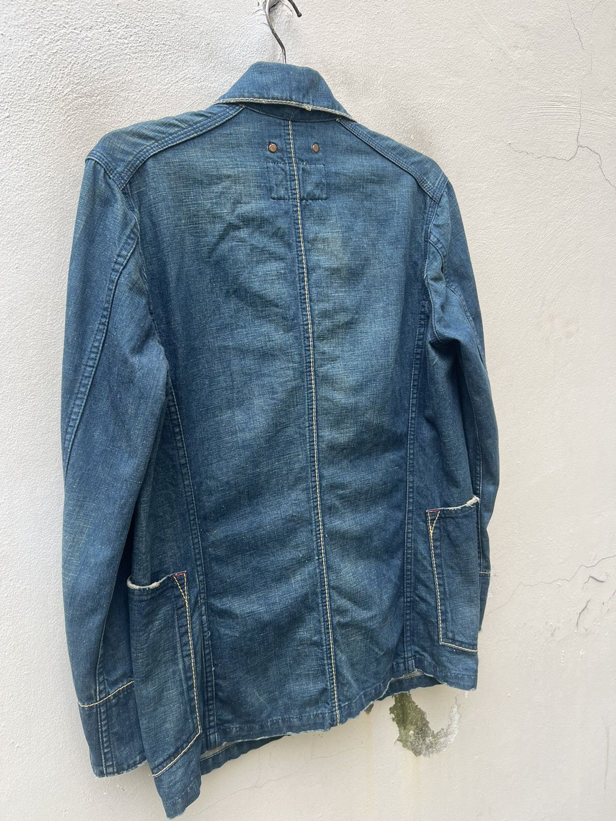 Levi's × Vintage Vintage 2002 Levi’s Redloop Distress Fade Denim Chore Jacket Size US M / EU 48-50 / 2 - 14 Thumbnail