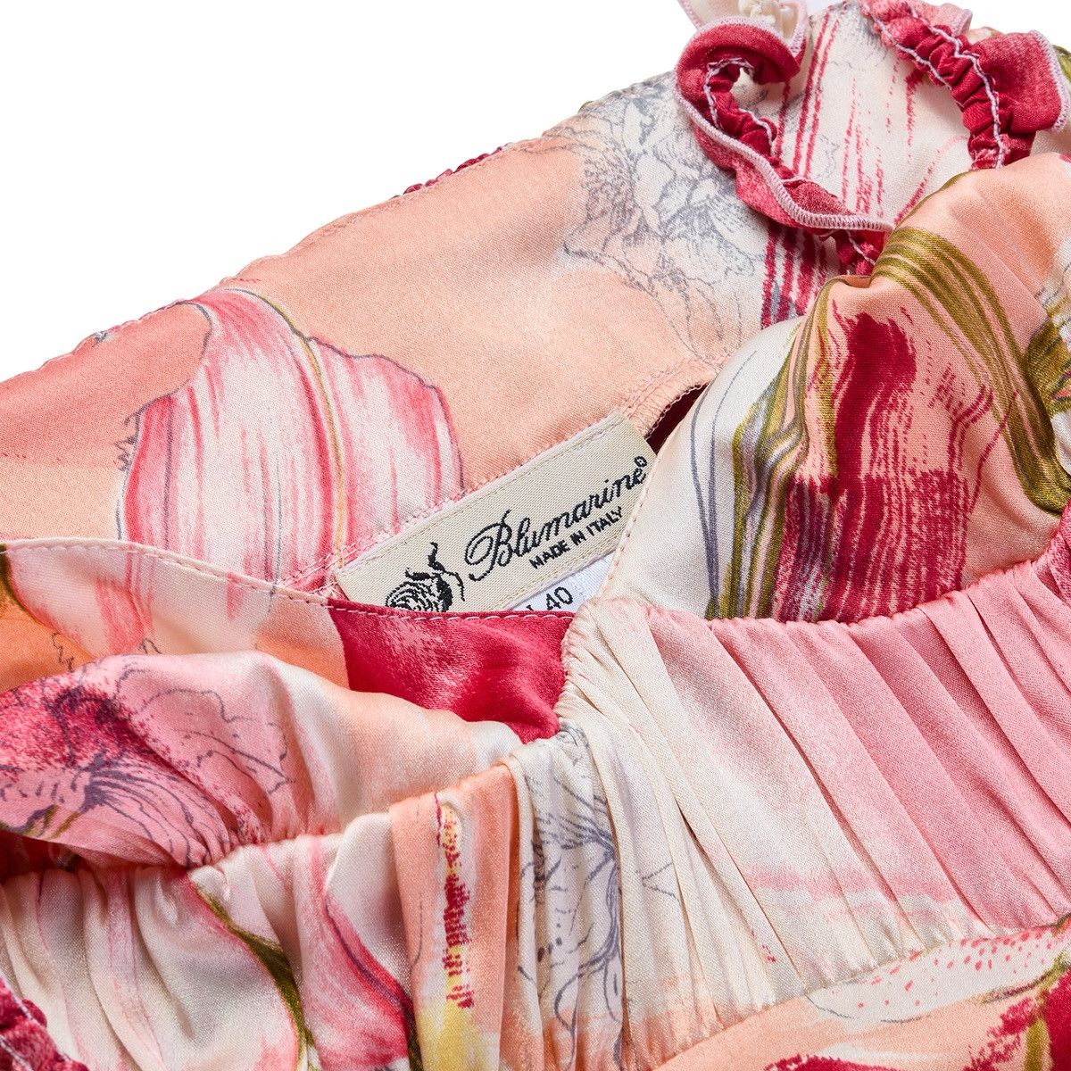 Blumarine Blumarine S/S 2004 Pink Floral Ruffle Silk Dress Size S / US 4 / IT 40 - 5 Thumbnail