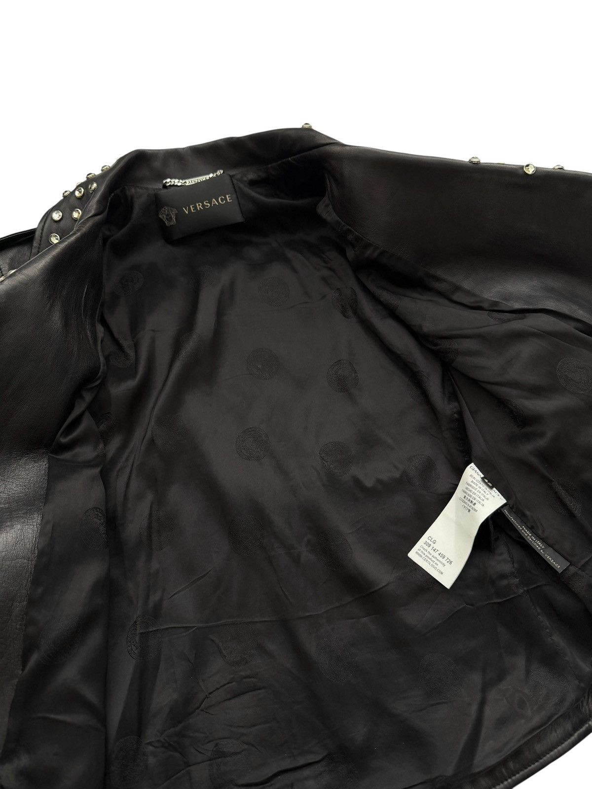Versace $6,825 Crystal Studded Leather Motorcycle Biker Jacket Size M / US 6-8 / IT 42-44 - 16 Thumbnail