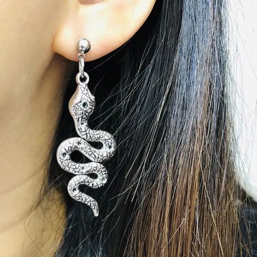 Vintage Snake Cobra Drop Earrings Jewelry Size ONE SIZE - 2 Thumbnail
