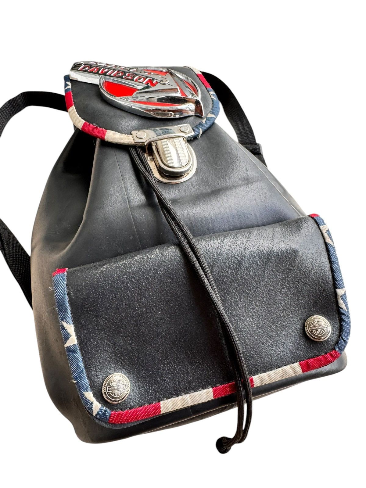 Harley Davidson Vintage Harley Davidson Black Rubber Denim Bagpack Unique Size ONE SIZE - 15 Thumbnail