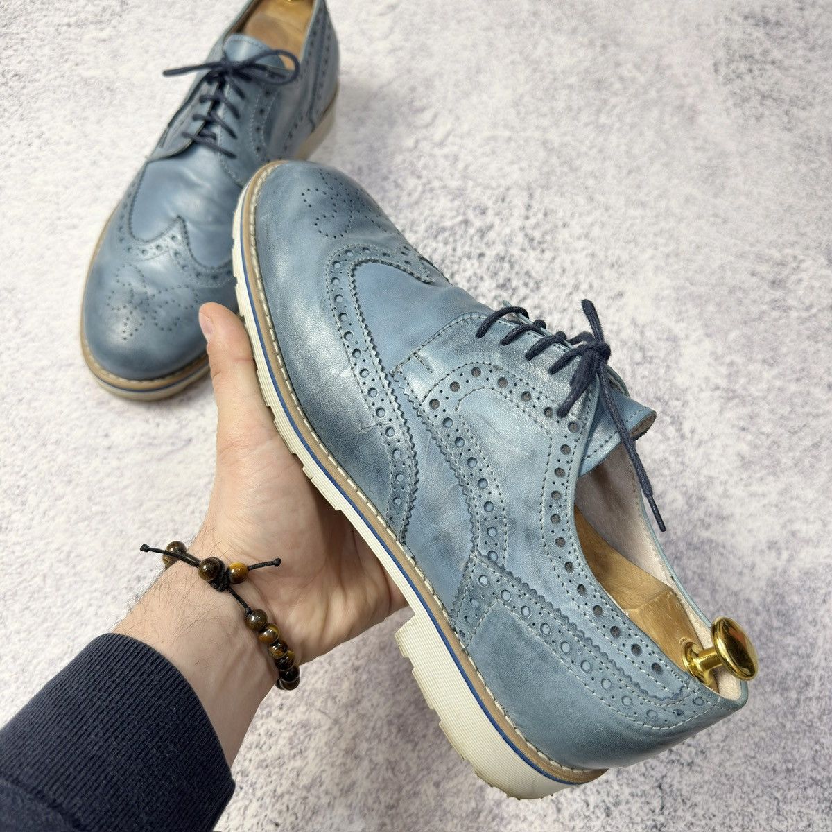 Other SF Esseffe Italy Mens Blue Leather Brogues US10 UK9 EU43 Size US 10 / EU 43 - 7 Thumbnail
