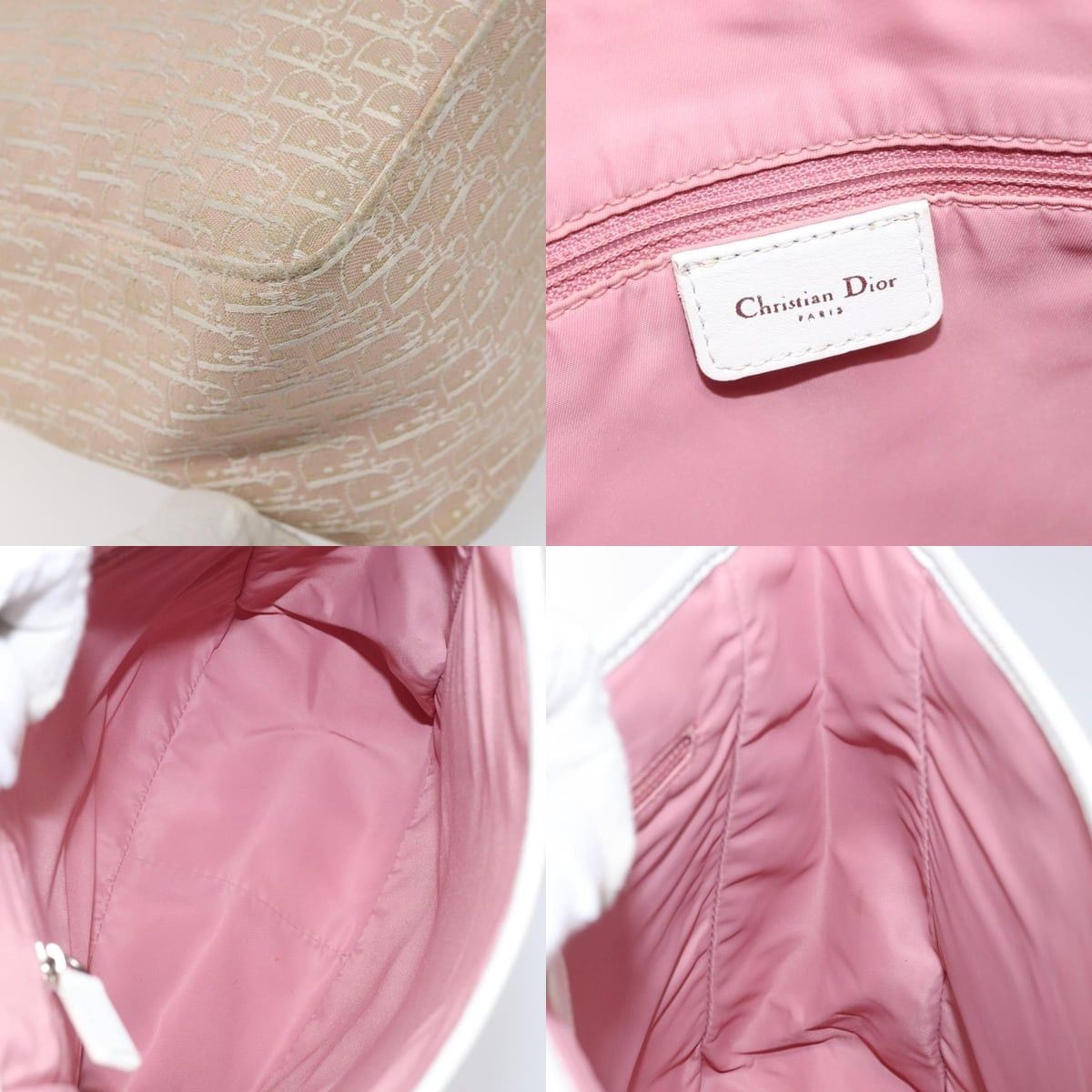 Dior DIOR Trotter Canvas Tote Bag Pink White Silver Size ONE SIZE - 11 Thumbnail