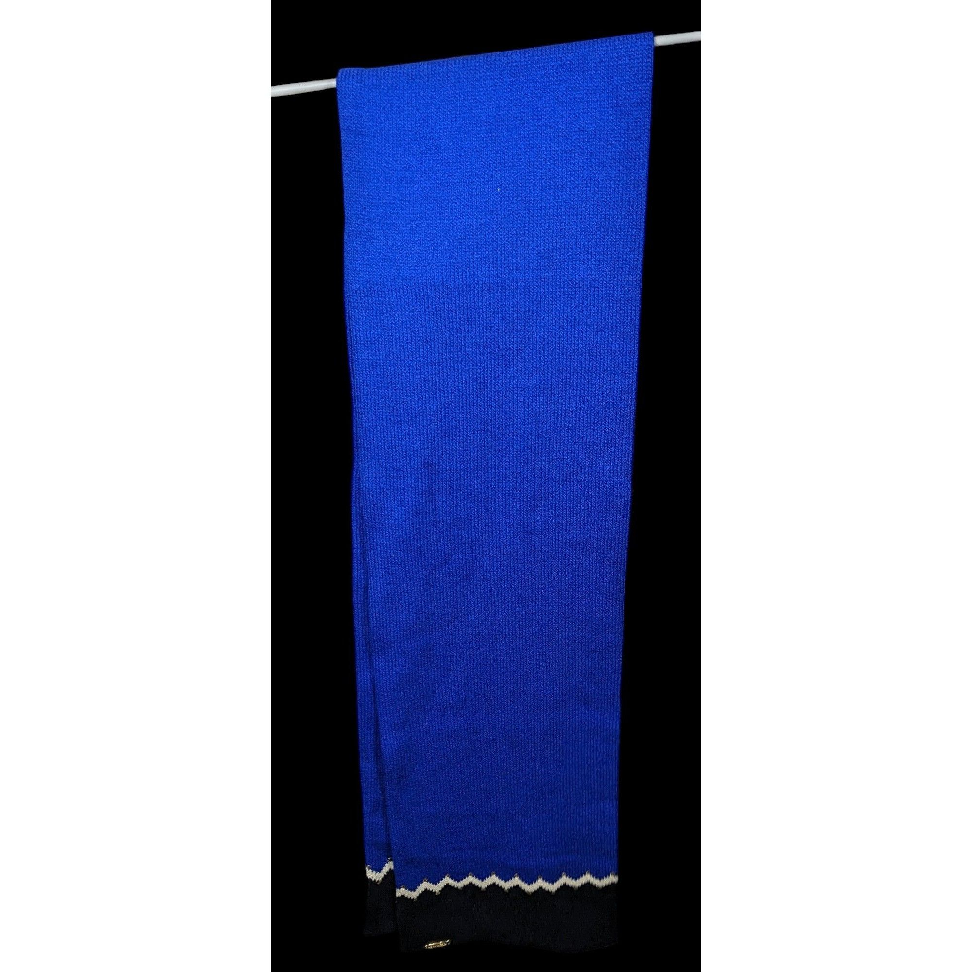 Other St. John Santana Blue And Black Knit Wool Scarf Size ONE SIZE - 2 Thumbnail