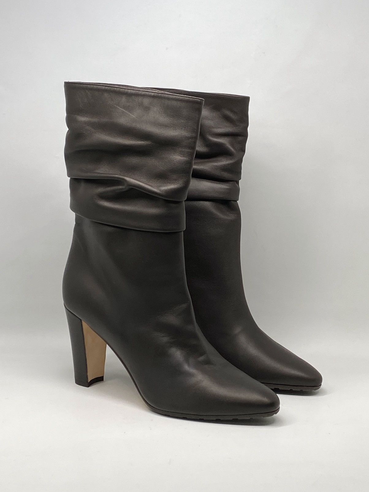 Manolo Blahnik Manolo Blahnik Calasso 90MM Ruched Leather Boots size 38.5 Size US 8.5 / IT 38.5 - 1 Thumbnail