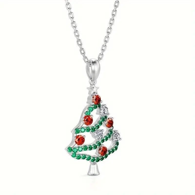 Handmade Christmas Tree Necklace New Red Green Crystals Mother Daught Size ONE SIZE - 11 Thumbnail