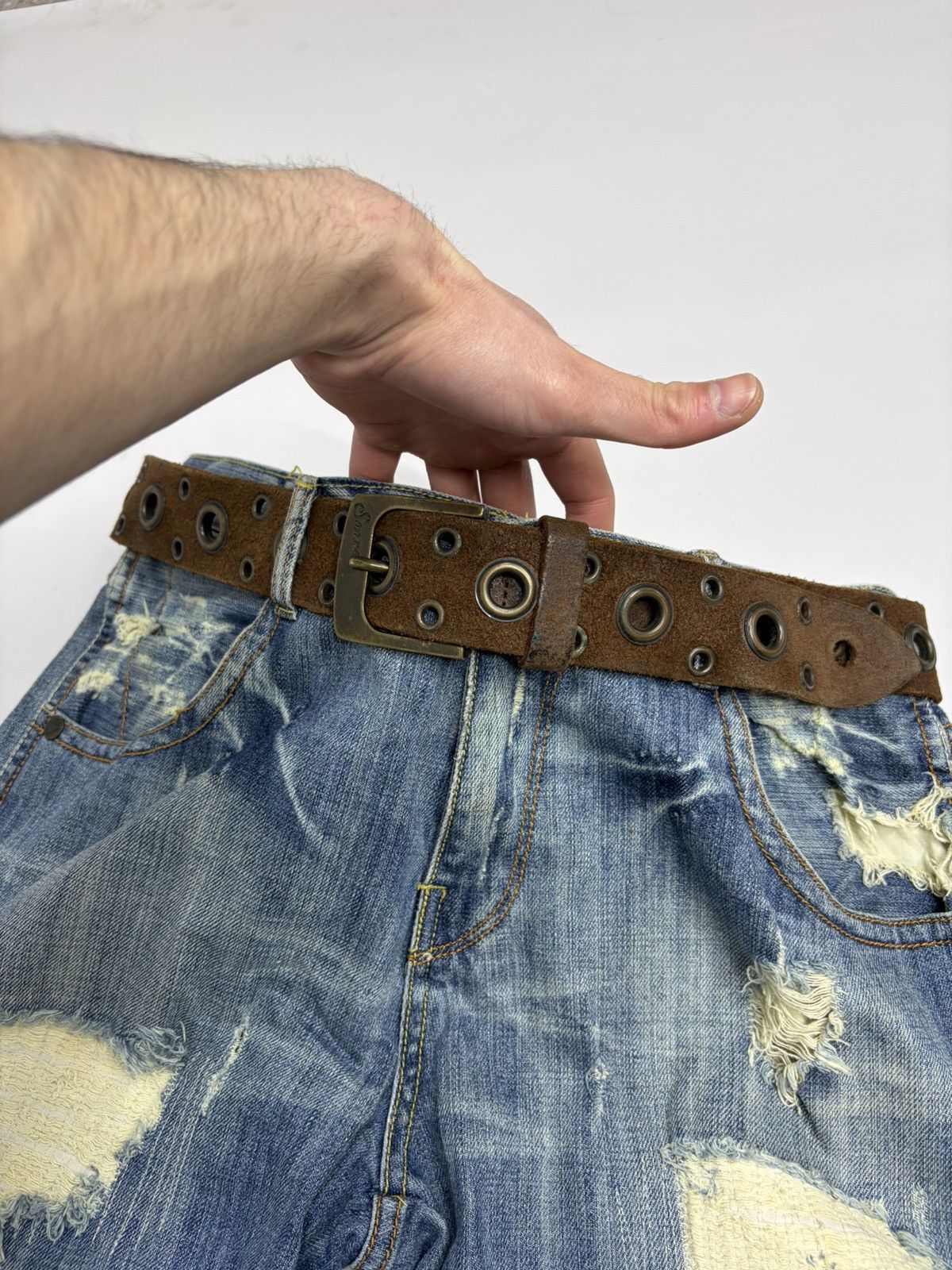 Hysteric Glamour Vintage Y2K Rhinestones Like Number Nine Punk Leather Belt Size 34 - 5 Thumbnail