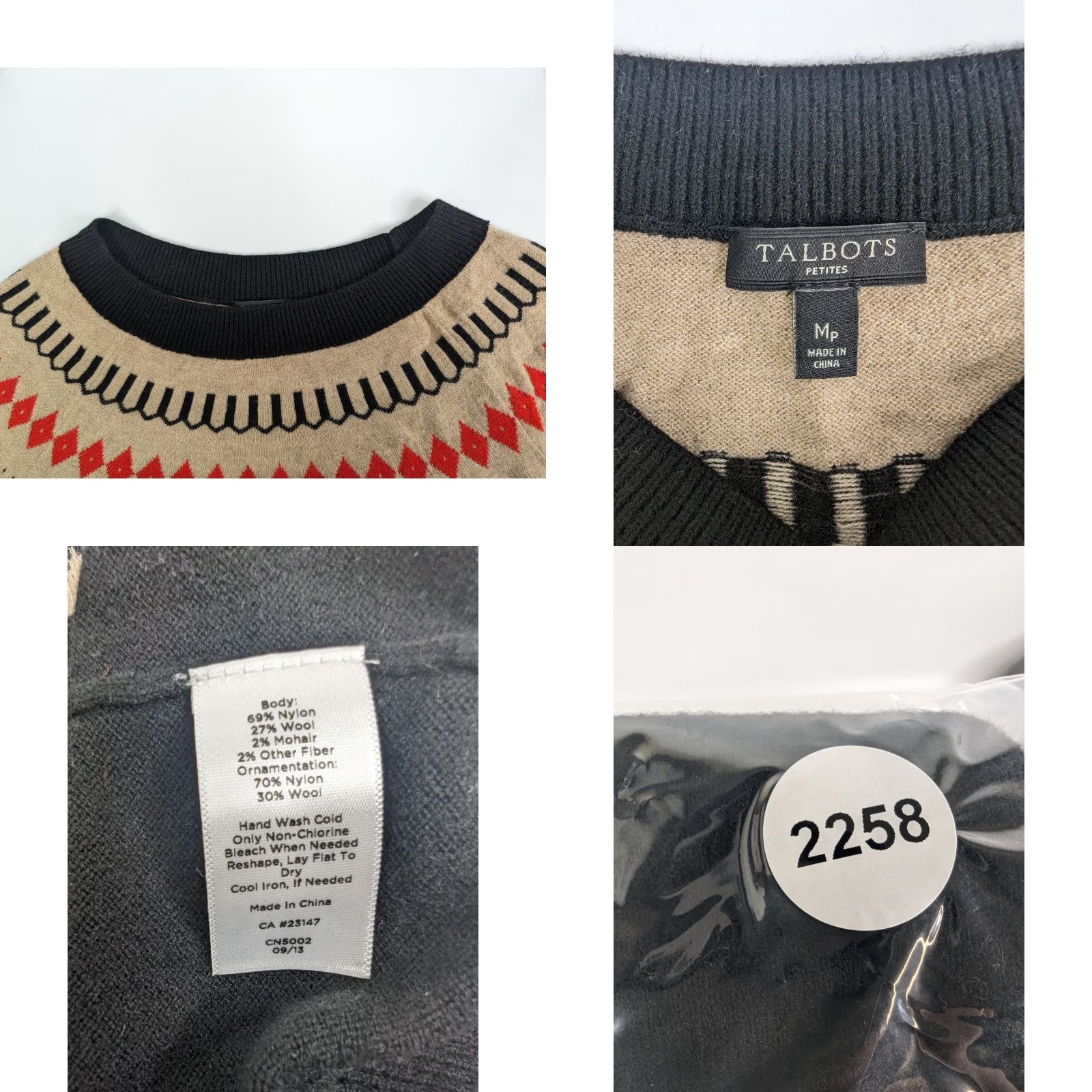 Talbots Talbots Sweater Knit Wool Mohair Nylon Fair Isle Raglan Sleeve Round Neck Multicolor Ski Casual Travel Womens Petite M Size M / US 6-8 / IT 42-44 - 8 Thumbnail