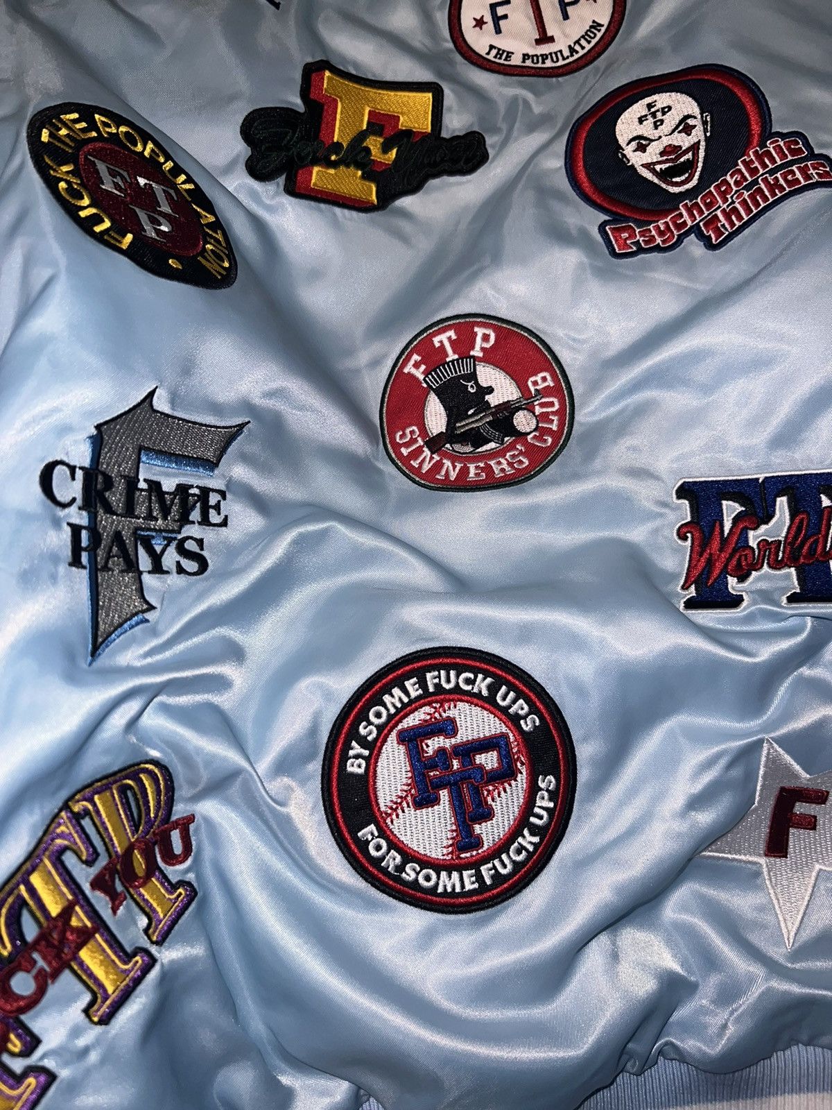 Fuck The Population FTP varsity jacket - baby blue Size US M / EU 48-50 / 2 - 3 Thumbnail