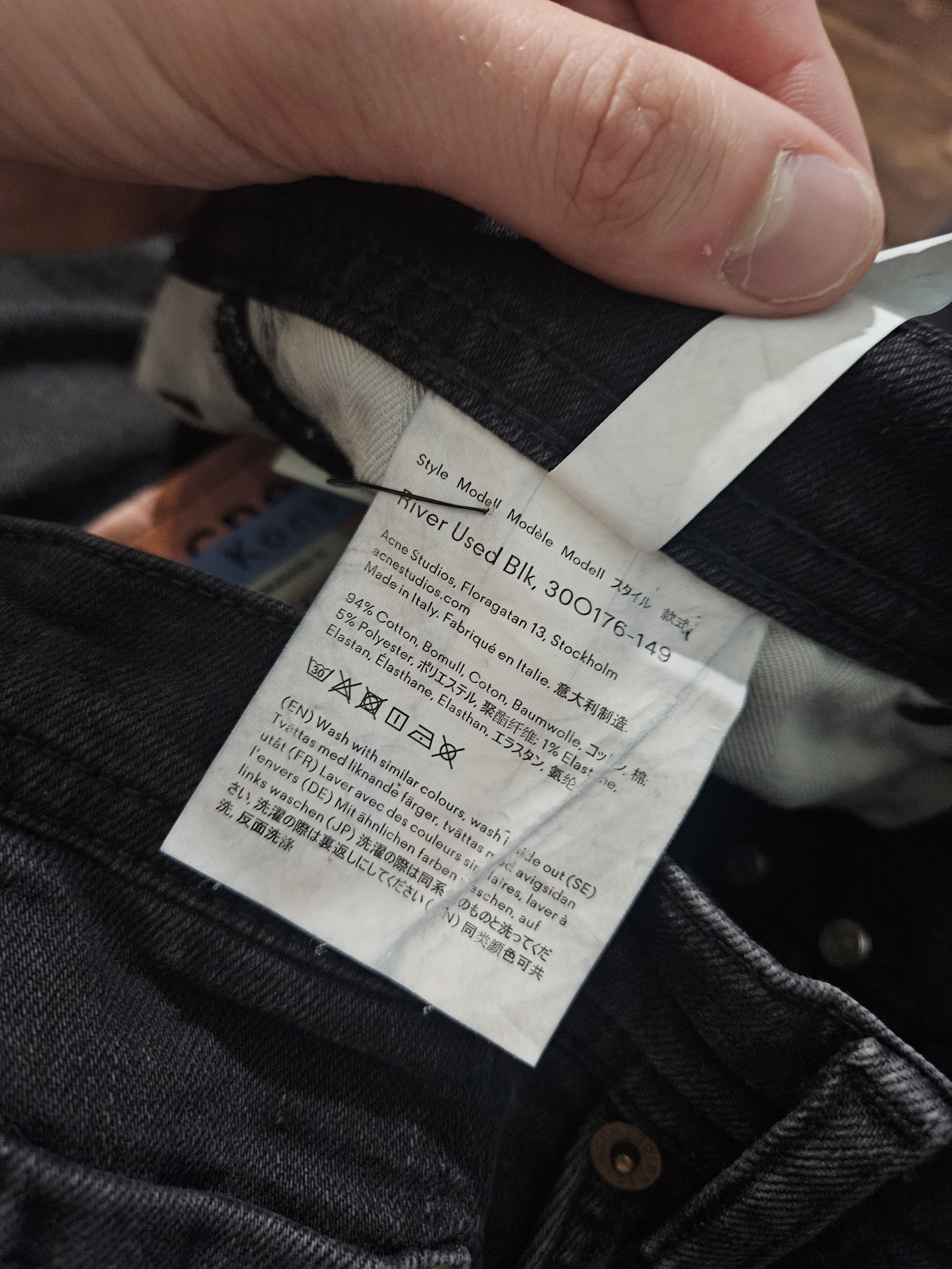 Acne Studios Blå Konst River Used Blk Back Patch Denim Jeans Size US 31 - 10 Thumbnail