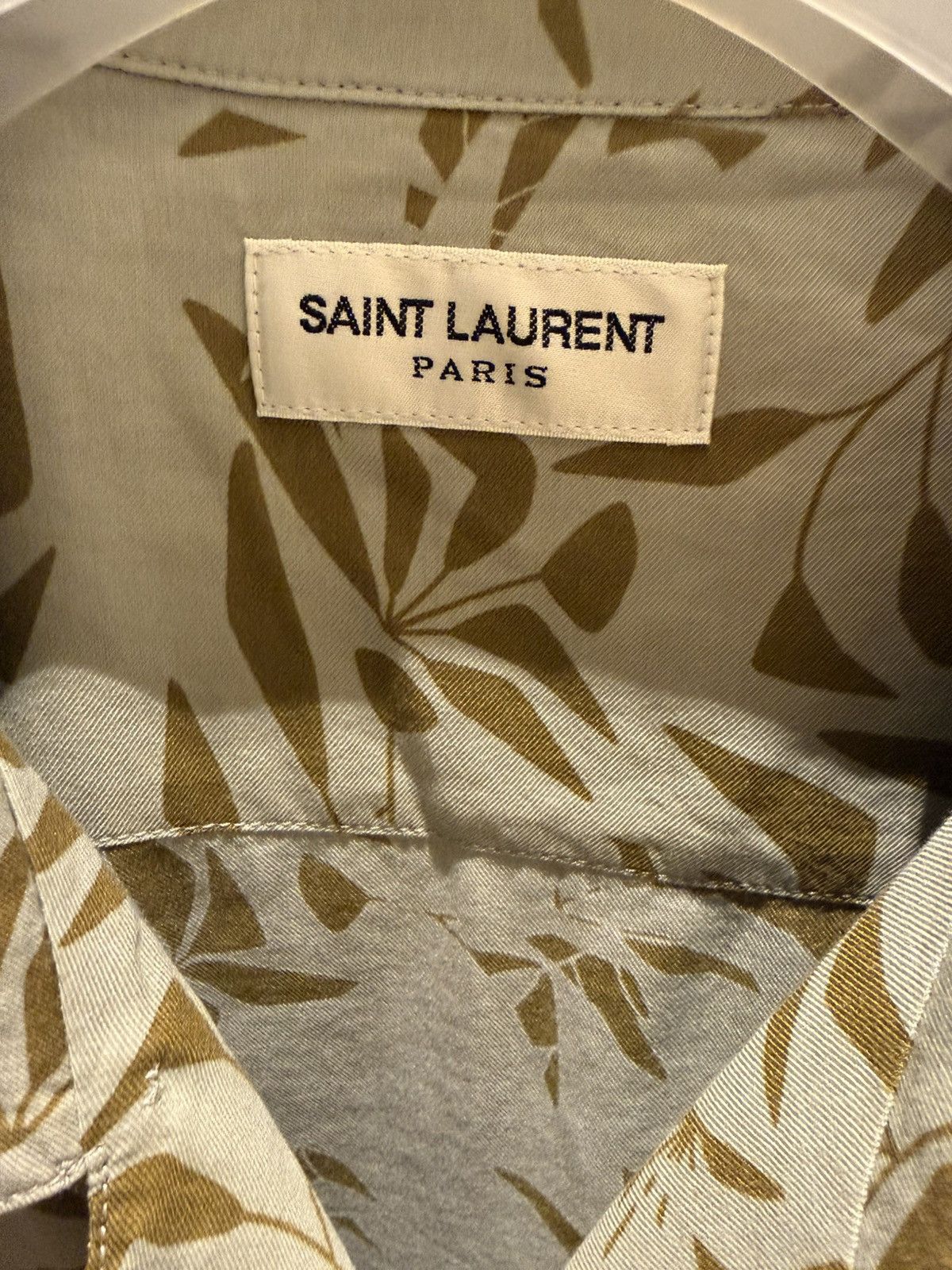 Saint Laurent Paris lyocell and cotton blend leaves print bowling shirt size L Size US L / EU 52-54 / 3 - 6 Thumbnail