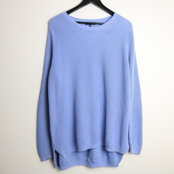 525 America 535 America Tight Knitted Marine Blue High Low Sweater Size L / US 10 / IT 46 - 1 Thumbnail
