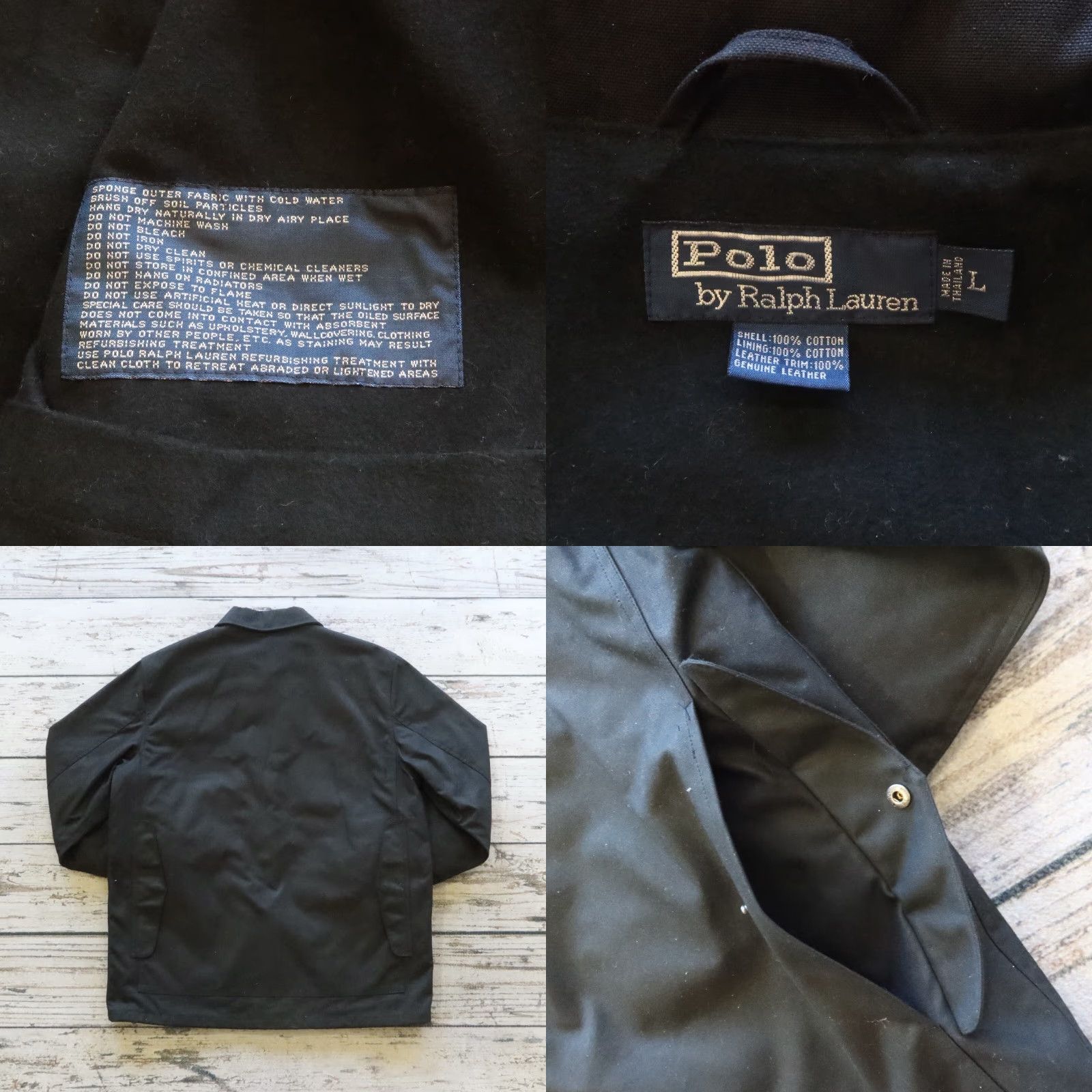 Polo Ralph Lauren VINTAGE Polo Ralph Lauren Wax Cotton Leather Trim Jacket Mens L Black Polo Ralph Lauren Jacket L Mens Size US L / EU 52-54 / 3 - 8 Thumbnail