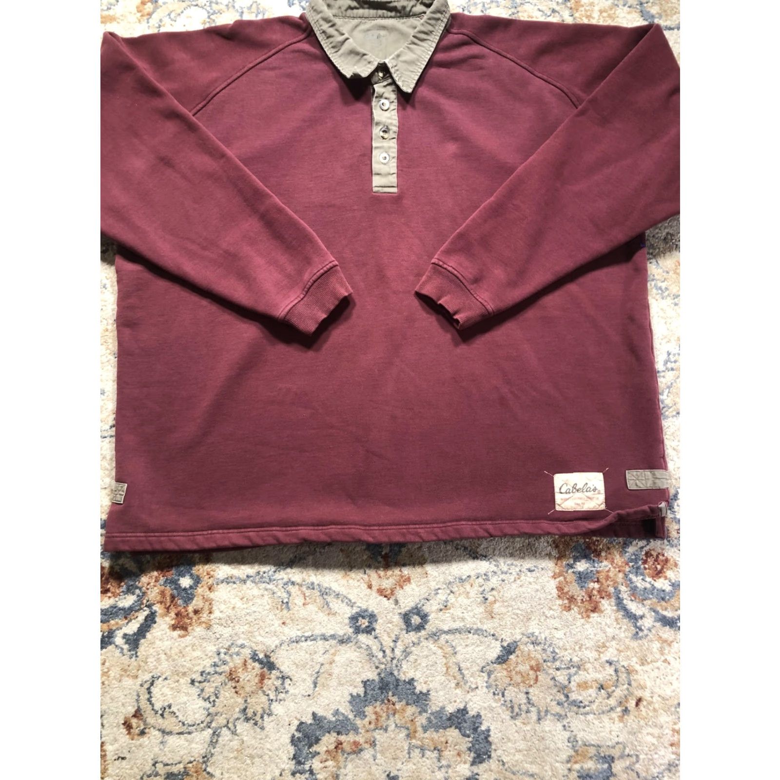 Vintage Cabela's Sweatshirt Mens 3XLT Red Fleece Collared Pullover Button Placket Size US XXL / EU 58 / 5 - 5 Thumbnail