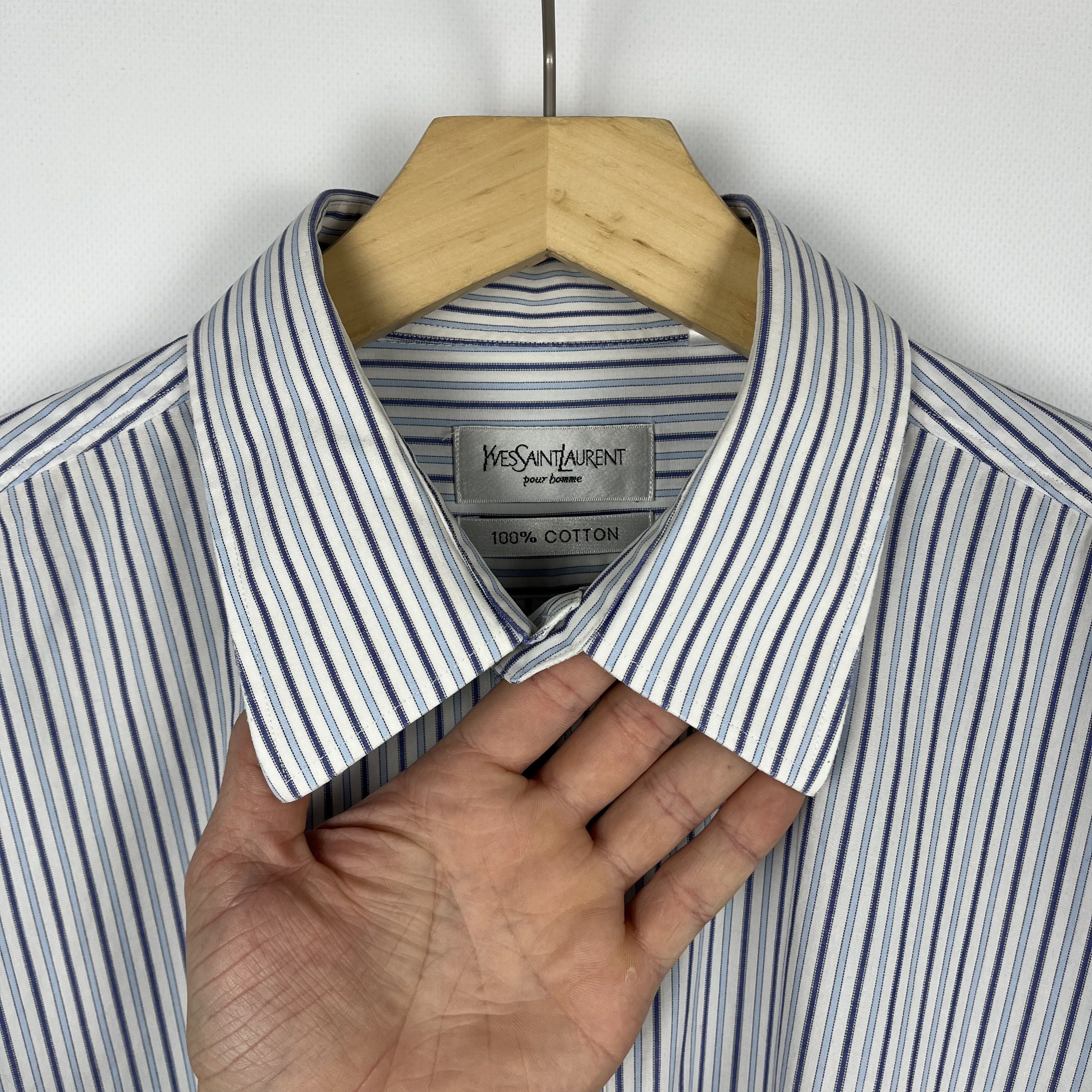 Yves Saint Laurent Yves Saint Laurent YSL Stripped Long Sleeve Button Up Shirt Size US XL / EU 56 / 4 - 11 Thumbnail