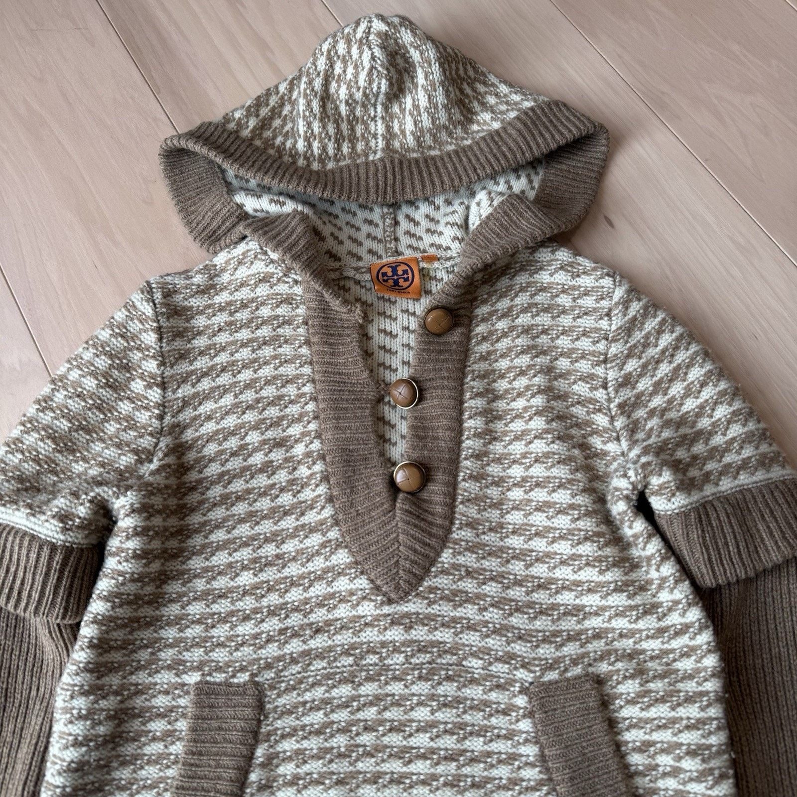 Tory Burch Tory Burch Sweater XS Brown Hooded Wool Pullover Argyle Glam Size XS / US 0-2 / IT 36-38 - 3 Thumbnail