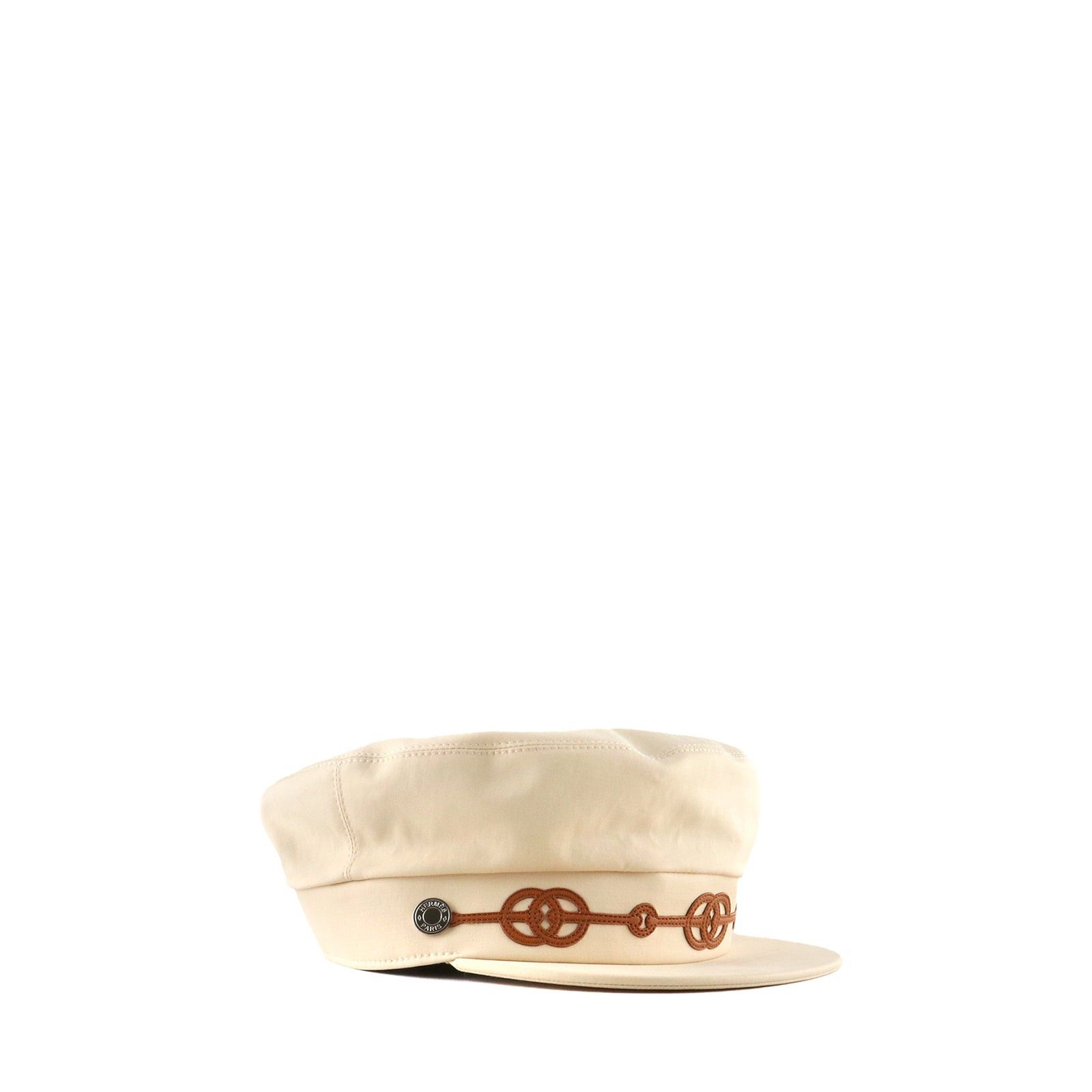 image of Hermes - Cabourg Cliquetis Cap In Beige Cotton (T59), Women's