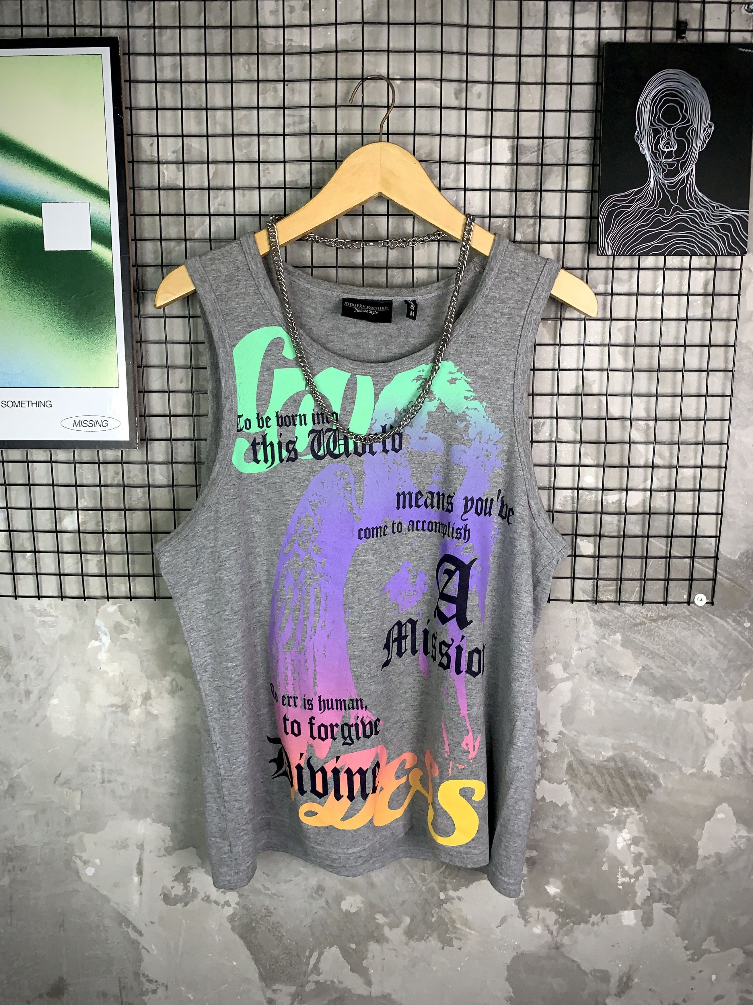 Japanese Brand Smoky Garnish Poem Graphic Neon Tank Top Size US M / EU 48-50 / 2 - 1 Thumbnail