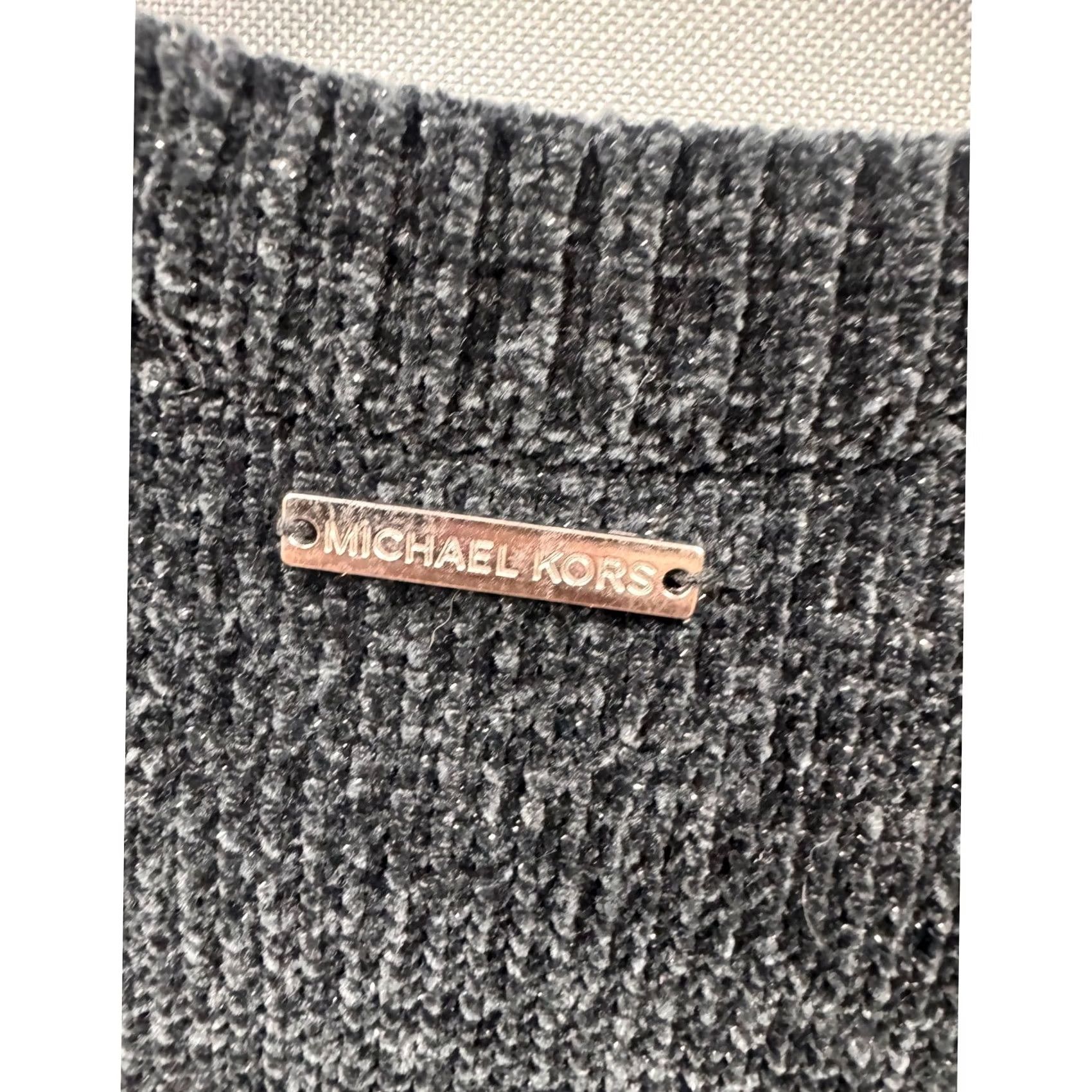 Vintage Michael Kors Womens Chenille Puff Sleeve Crew Neck Sweater M Charcoal Gray Size M / US 6-8 / IT 42-44 - 6 Thumbnail