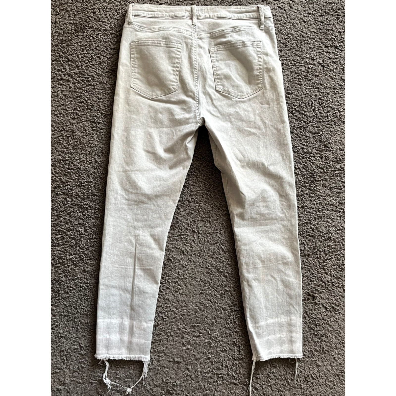 Loft VINTAGE Loft High Waist Skinny Jeans Gray Pocket Crop Zip Fly Boho Raw Hem Sz 29 / 8 Women Jeans Regular Size 29 Gray Size 29" - 3 Thumbnail