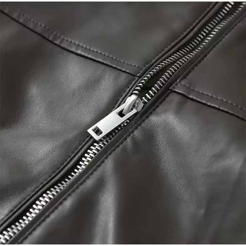 Other Streetwear Brown PU Leather Zipper Jacket Vintage Retro Size M / US 6-8 / IT 42-44 - 9 Thumbnail