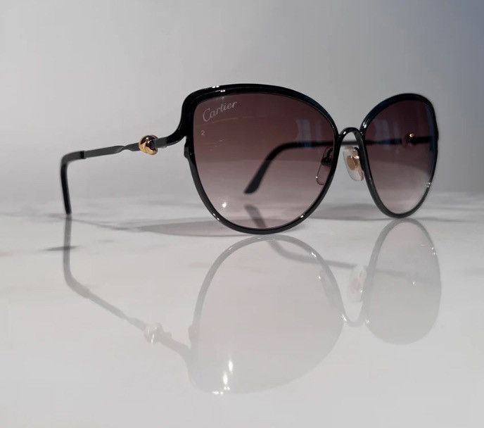 Cartier Cartier Trinity Cat Eye Black Gold Sunglassee Size ONE SIZE - 1 Thumbnail