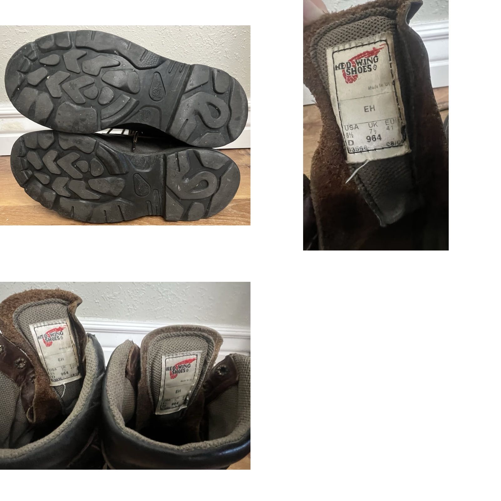 Vintage Red Wing 964 Work Boots Men's Size 8.5 D Soft Toe Brown Leather Made in USA Size US 9 / EU 42 - 8 Thumbnail