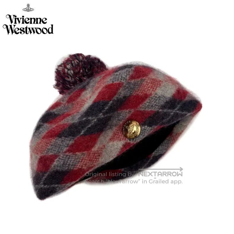 Vivienne Westwood Vivienne Westwood size 57cm Diamond Quilted Beret Hat Metal Size ONE SIZE - 1 Thumbnail