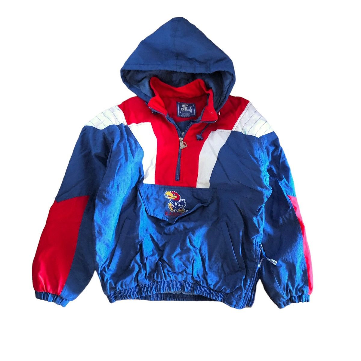 image of NCAA x Starter Anorak Kansas Jayhawks 90's Puffer Jacket in Blue, Men's (Size XL)