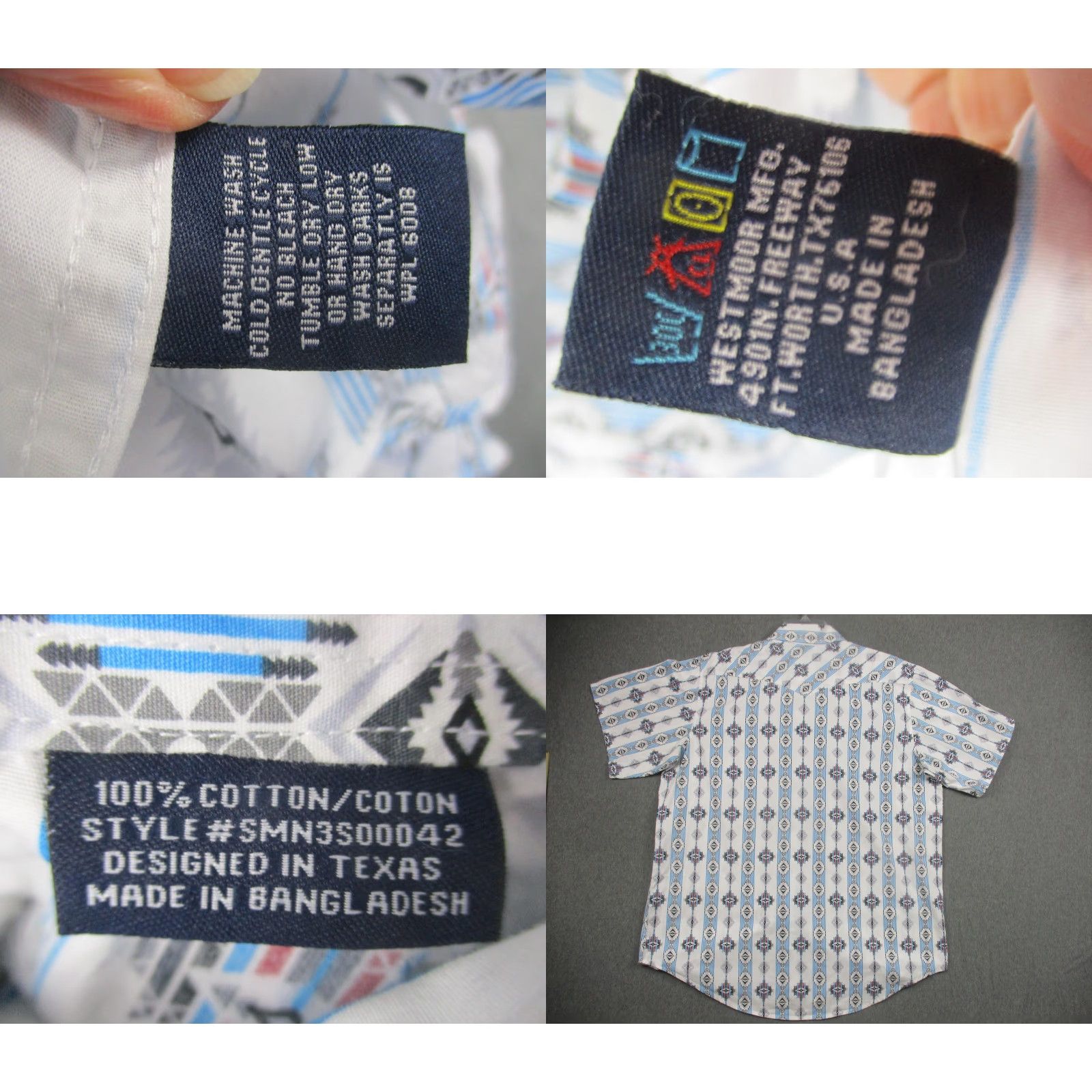 Vintage VINTAGE Panhandle Shirt Men XL Blue Aztec Western Pearl Snap Short Sleeve Size US XL / EU 56 / 4 - 8 Thumbnail