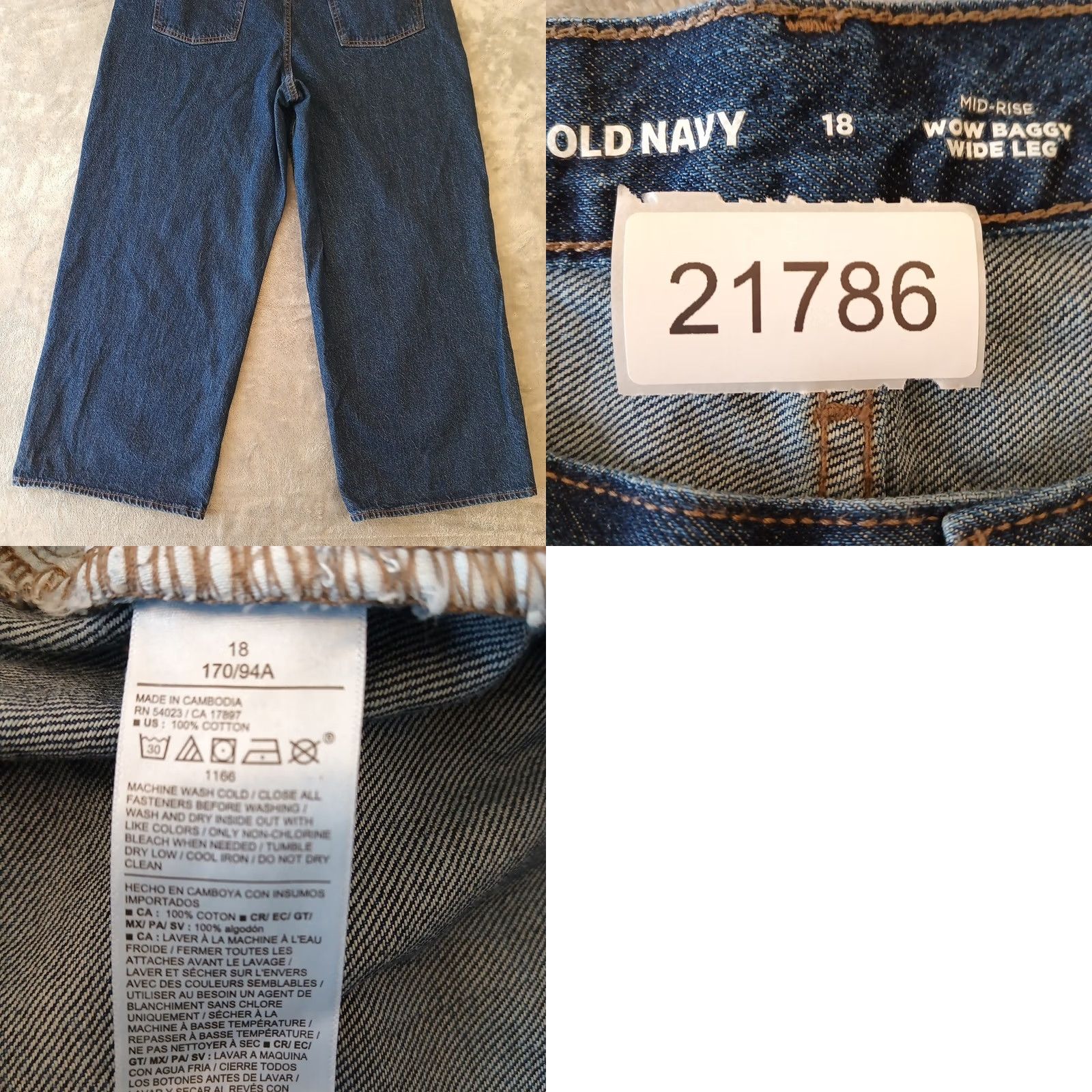 Old Navy Old Navy Jeans Womens 18 Dark Wash Wide-Leg High Rise 40x29 5-Pocket Denim Blue 90s Vintage? Size 40" / US 18 - 8 Thumbnail