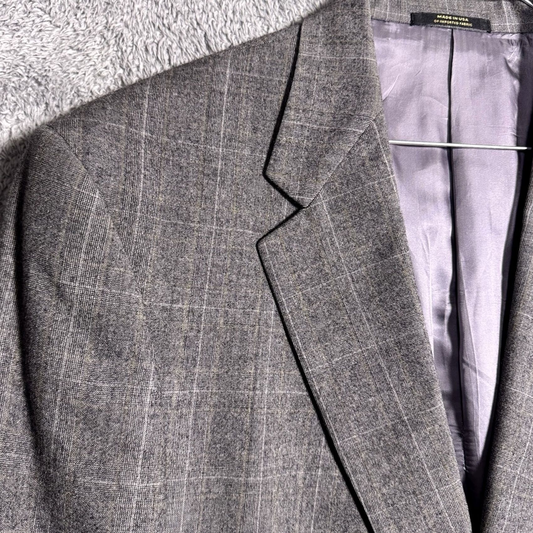 Hart Schaffner Marx Hart Schaffner Marx Suit Men 42R 34x28 Raised Napped Wool Gray Trumpeter Gold Size 42R - 4 Thumbnail