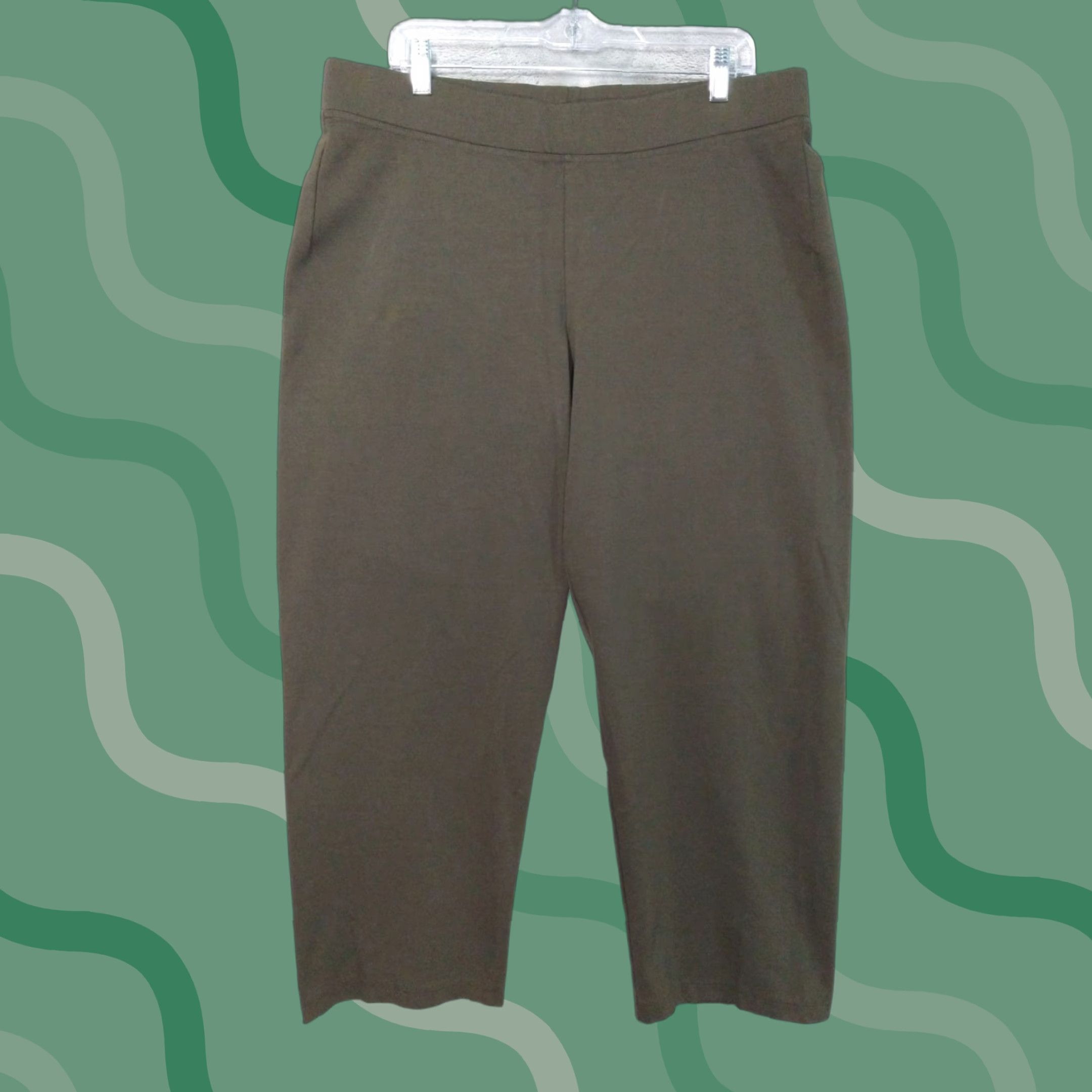 Eileen Fisher Eileen Fisher Pants Womens Large Green Stretch Crepe Pull On Crop Washable Slacks Size 36" / US 14 / IT 50 - 1 Thumbnail