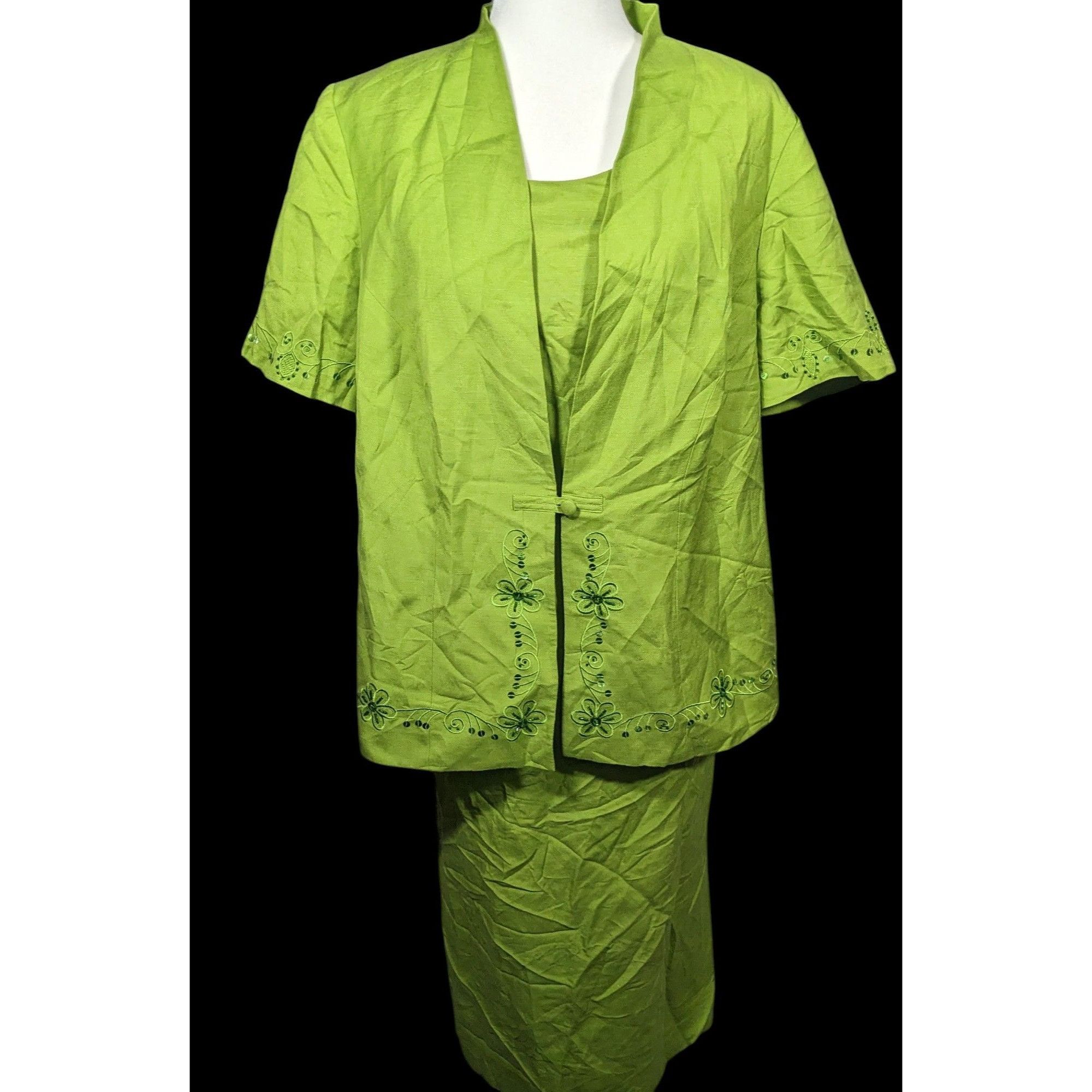 Other Vintage Jessica Howard Woman Green Floral Dress And Jacket S Size XL / US 12-14 / IT 48-50 - 1 Thumbnail