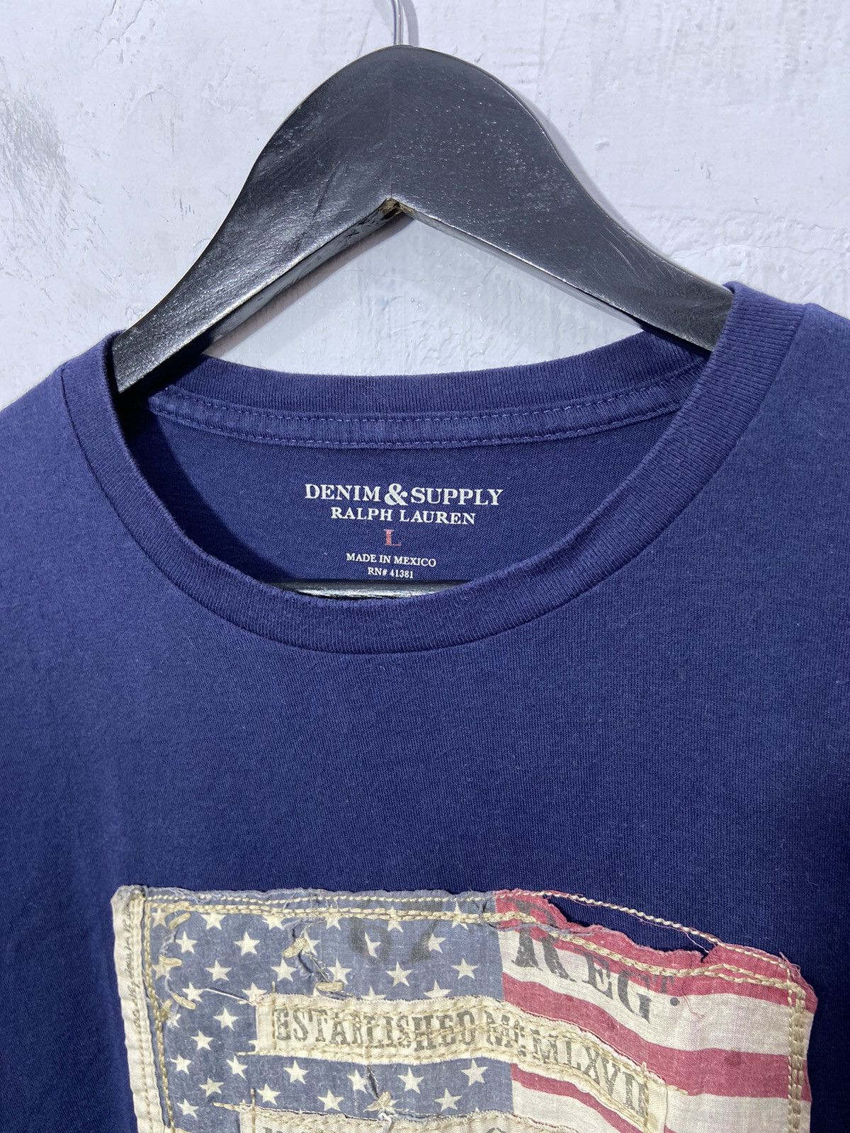 RRL Ralph Lauren Denim & Supply Ralph Lauren American Flag Tshirt Navy Size US L / EU 52-54 / 3 - 7 Thumbnail