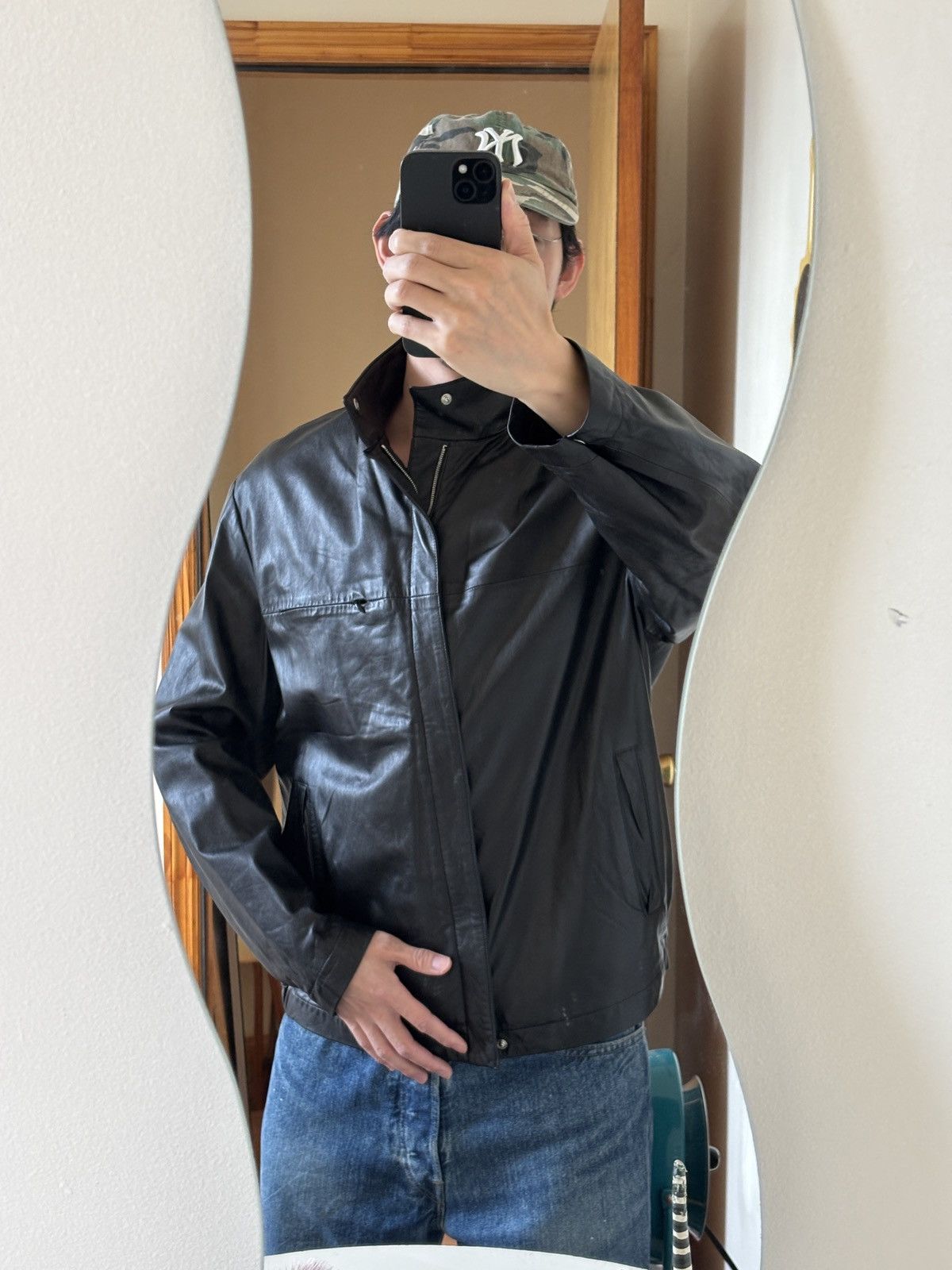 Canali Canali Black Leather Jacket Size IT50 Size US M / EU 48-50 / 2 - 10 Thumbnail