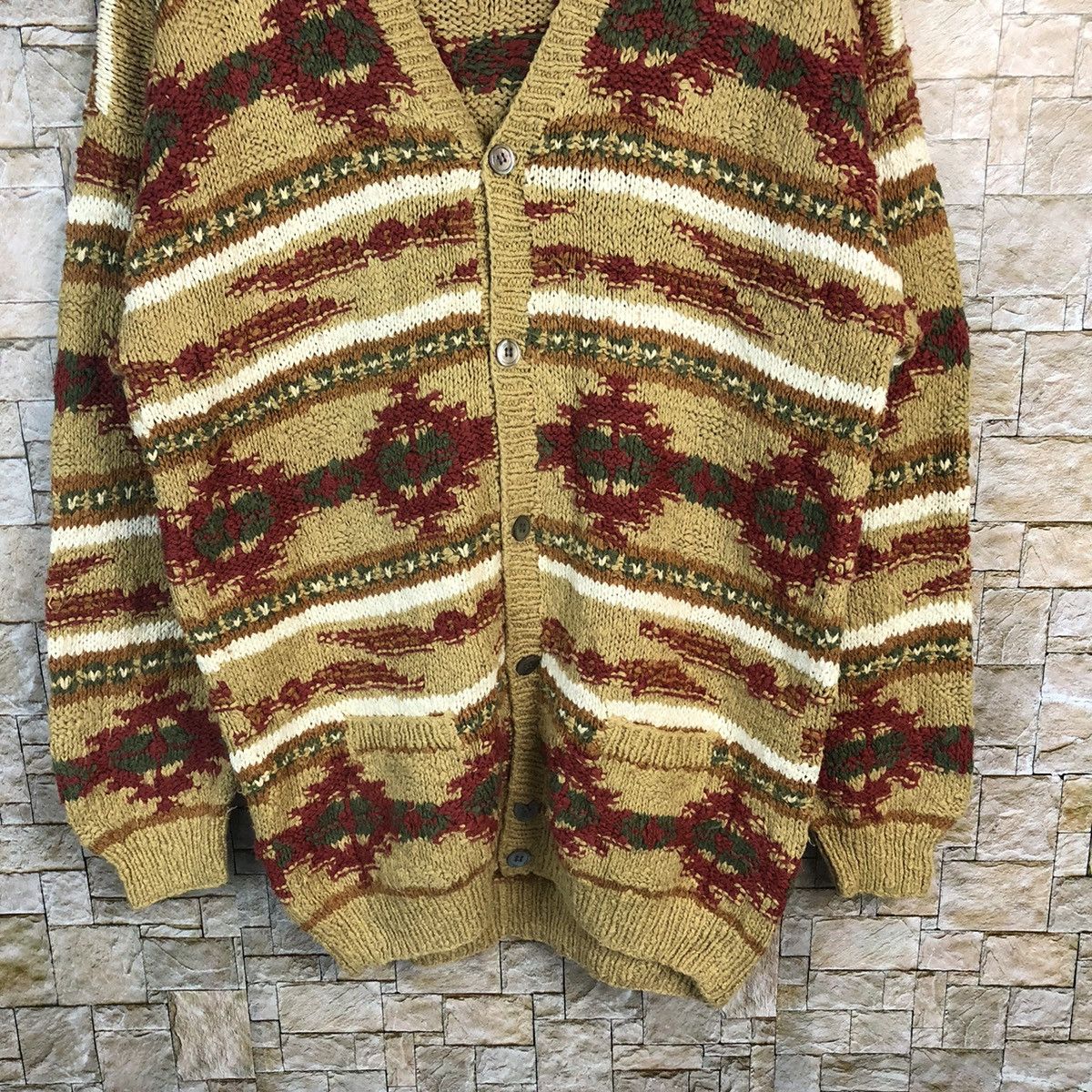 Barry Bricken D Barry Bricken Brown Red art knitwear Cardigan #A372 Size US S / EU 44-46 / 1 - 3 Thumbnail