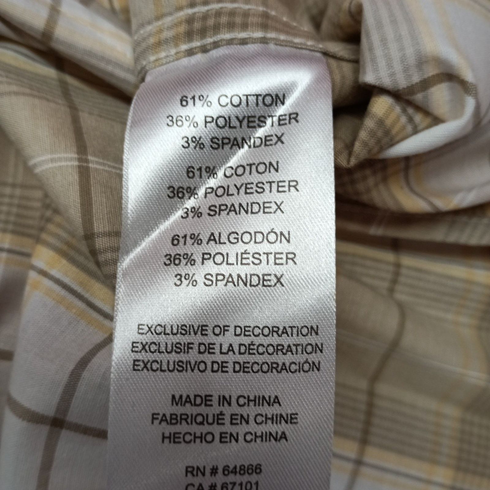 Lee Lee Men's Stretch Plaid Button Shirt Men's Size L Desert Sun Size US L / EU 52-54 / 3 - 8 Thumbnail