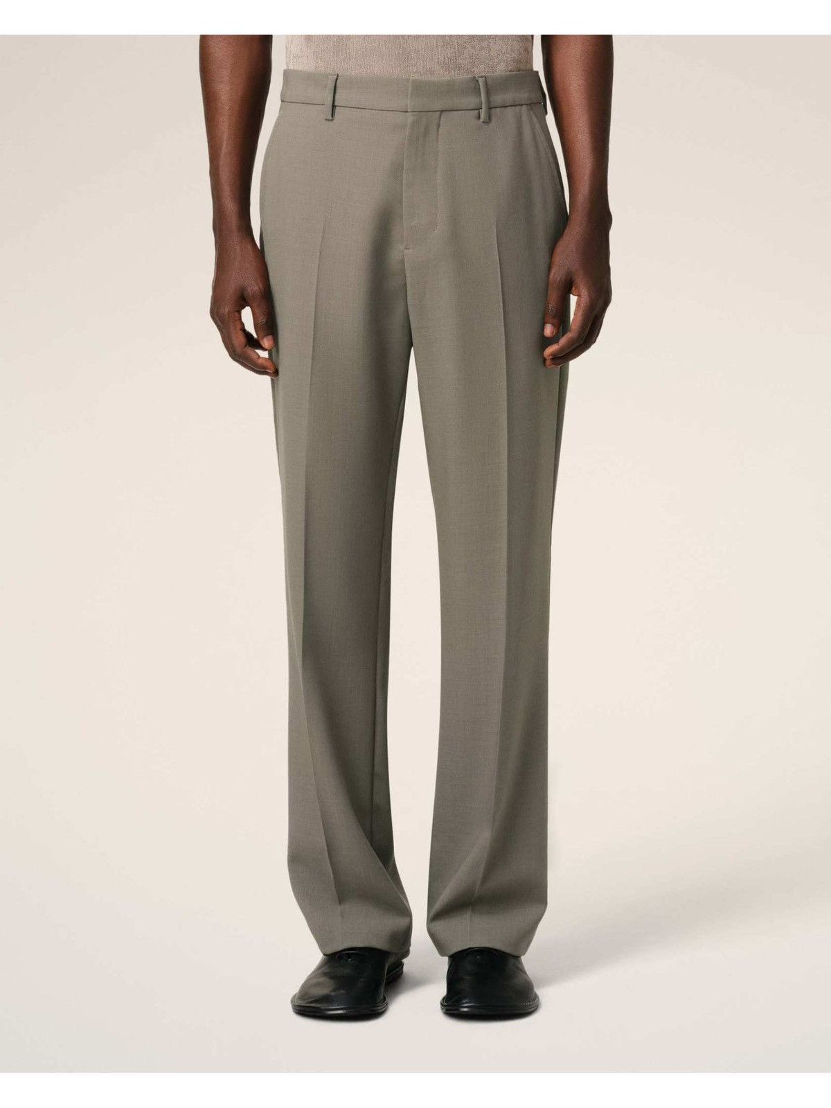 AMI Ami Taupe Wool Straight Trousers Size 48R - 2 Thumbnail