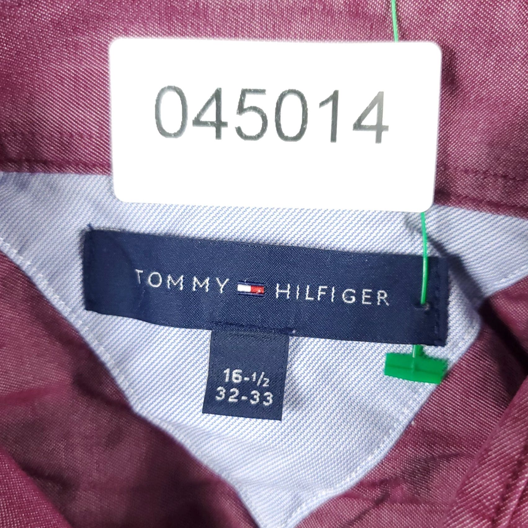 Tommy Hilfiger Tommy Hilfiger Shirt Mens 16.5 Burgundy Dress Button-Down Long Sleeve Non-Iron Coleur Red Classic American Size 42R - 7 Thumbnail