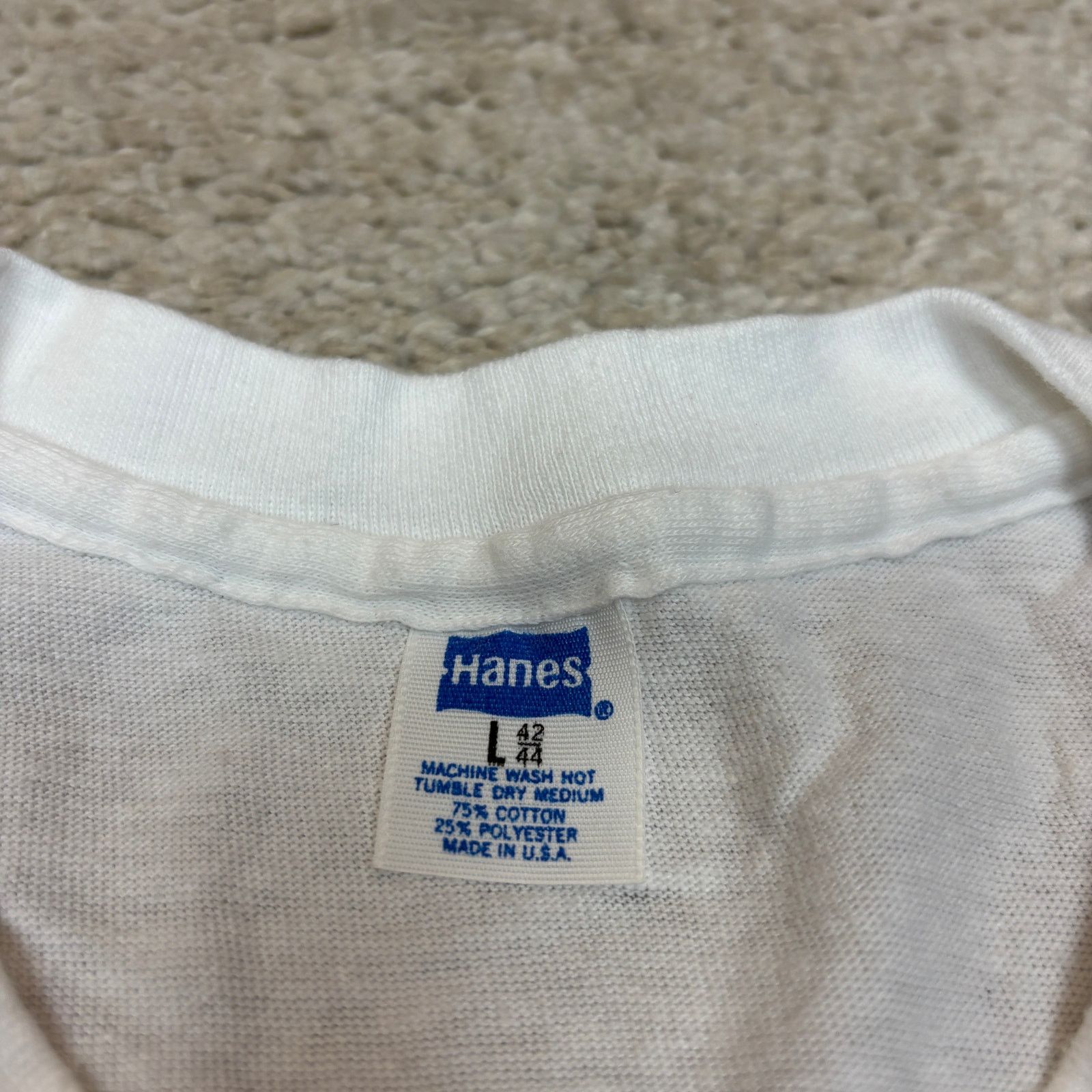 Hanes × Vintage VTG 70s Hanes Blank Poly Cotton Single Stitch Shirt Men's L Size US L / EU 52-54 / 3 - 6 Thumbnail