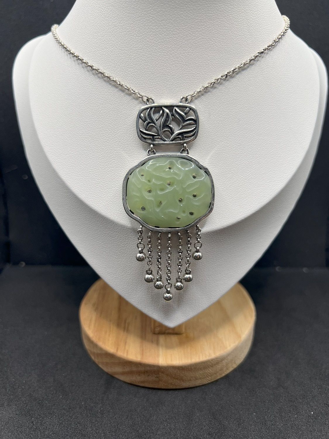 Jewelry Green Jade Asian Style Chain Necklace Size ONE SIZE - 3 Thumbnail