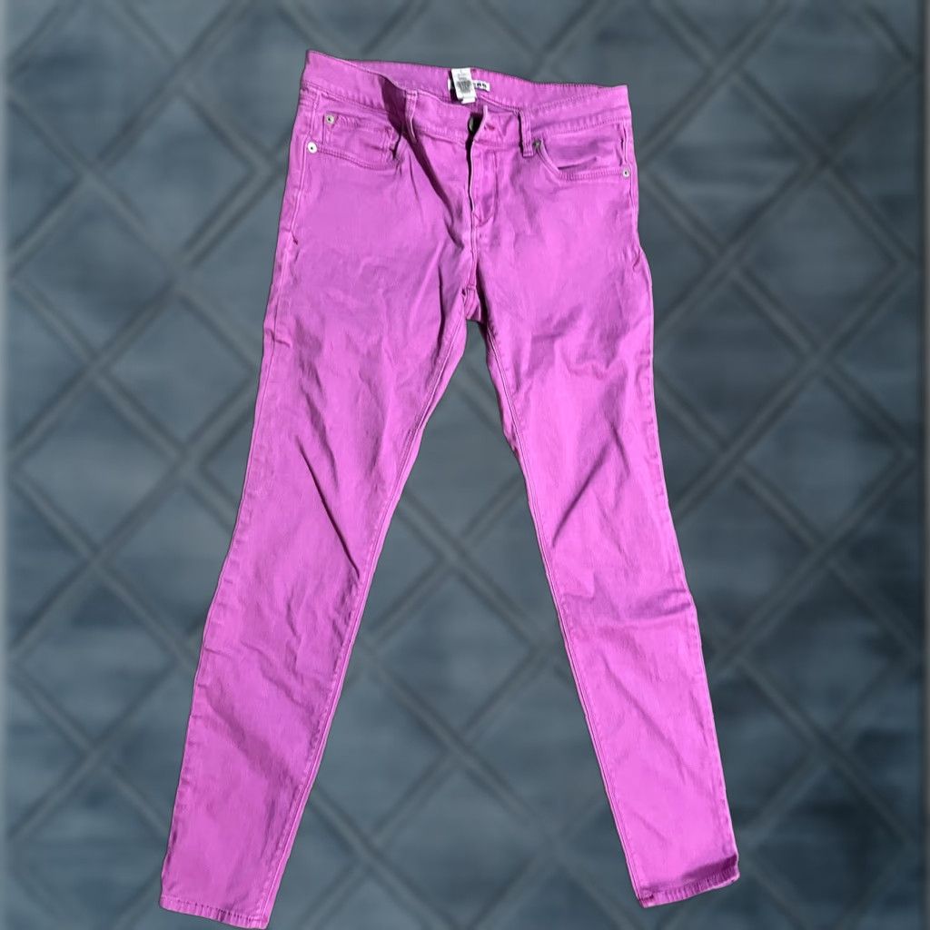 Express Express Women's Skinny Jeans Size 6 Purple Solid Stretch Denim Regular Fit Size 28" / US 6 / IT 42 - 1 Thumbnail