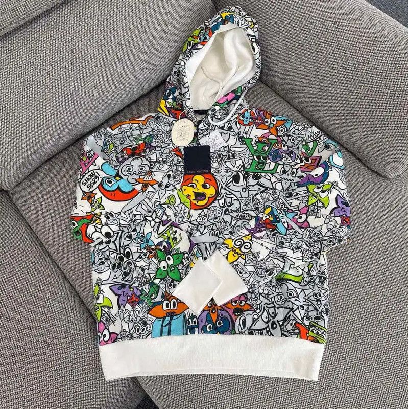 Louis Vuitton Louis Vuitton White Cotton Print Women's Hoodie 0089 Size S / US 4 / IT 40 - 1 Thumbnail
